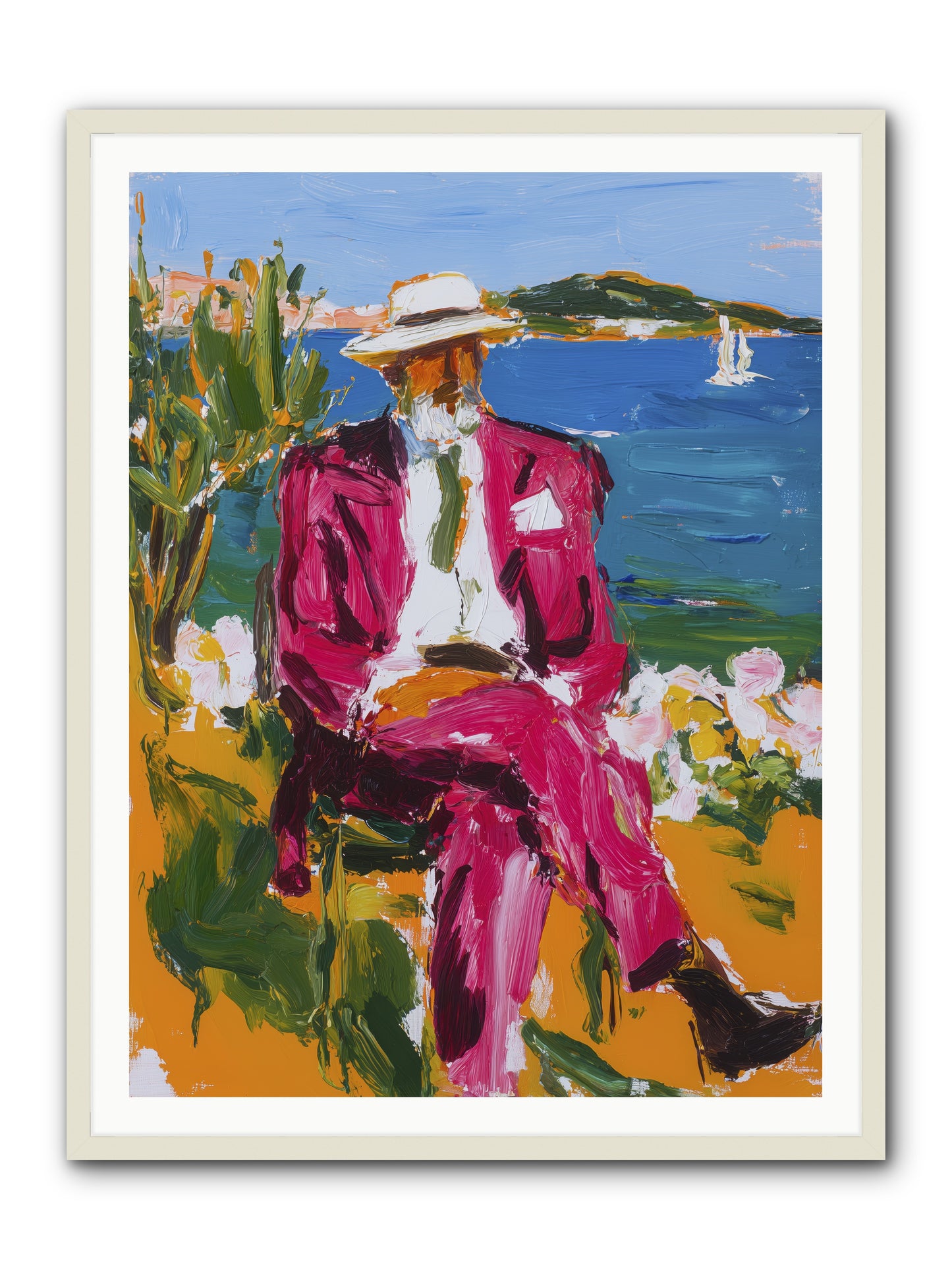 Shore's Meditation -- Framed Print - White 36x48