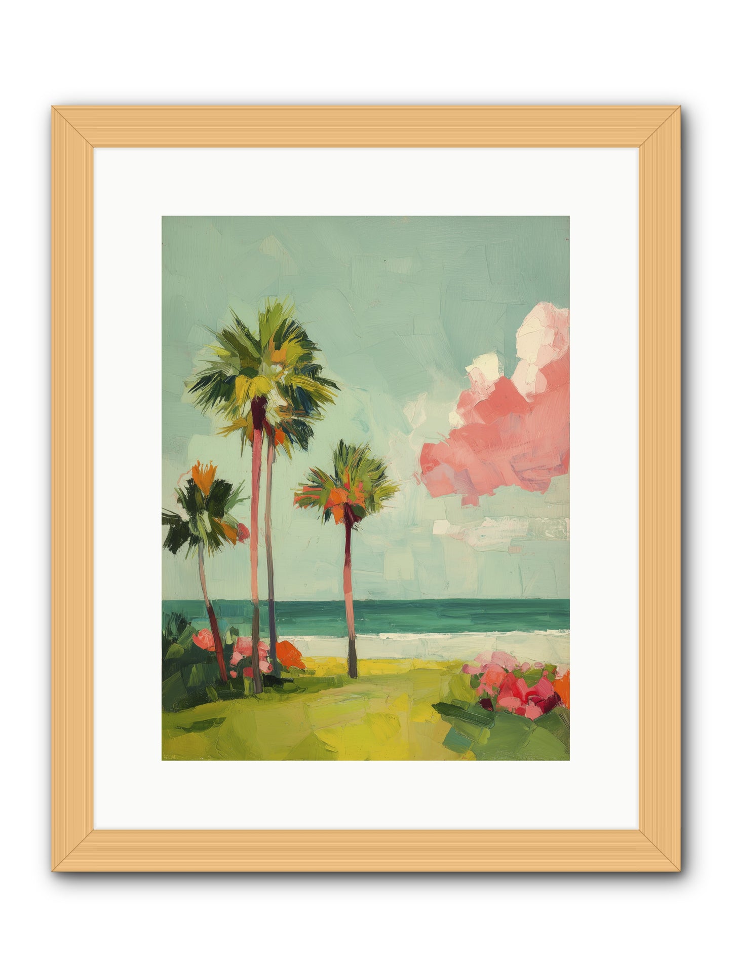 Shores Under Turquoise -- Framed Print - Natural 12x16