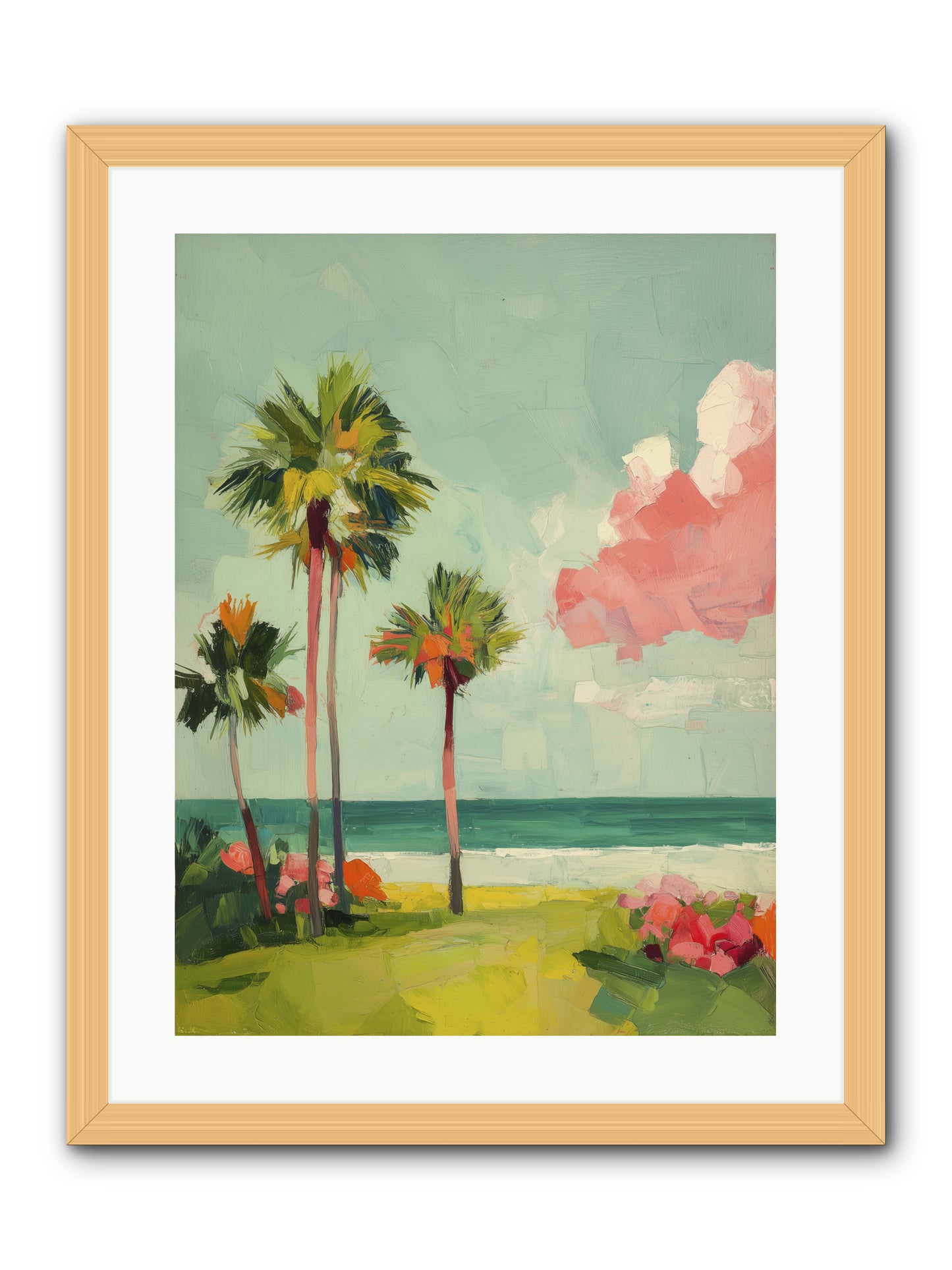 Shores Under Turquoise -- Framed Print - Natural 18x24