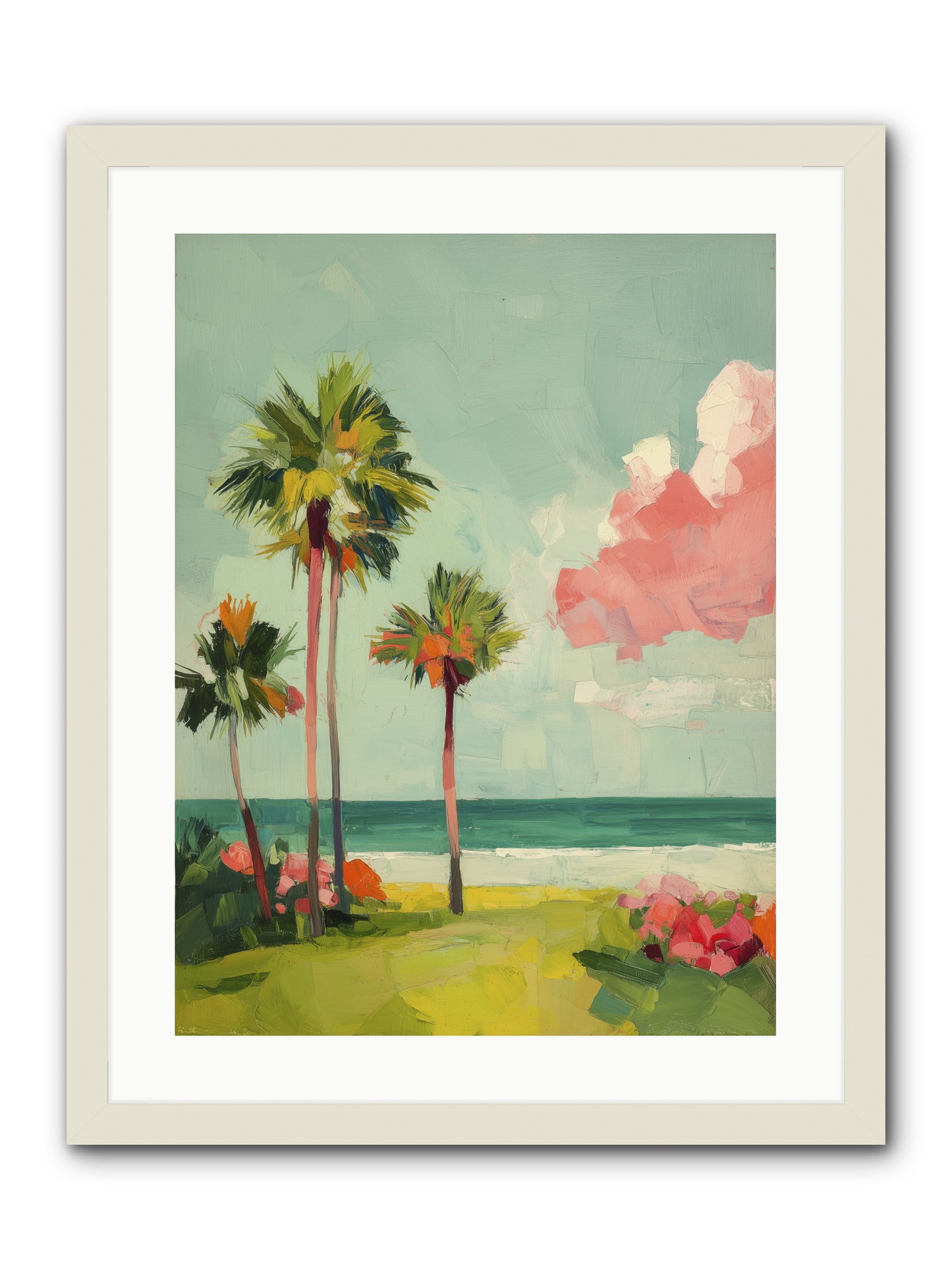 Shores Under Turquoise -- Framed Print - White 18x24