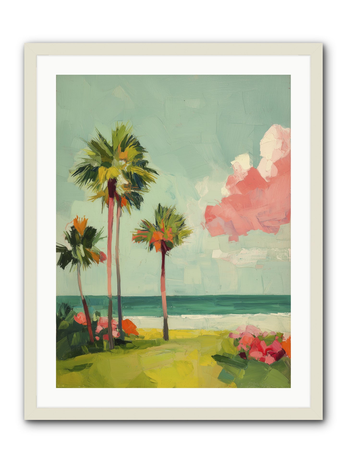 Shores Under Turquoise -- Framed Print - White 24x32