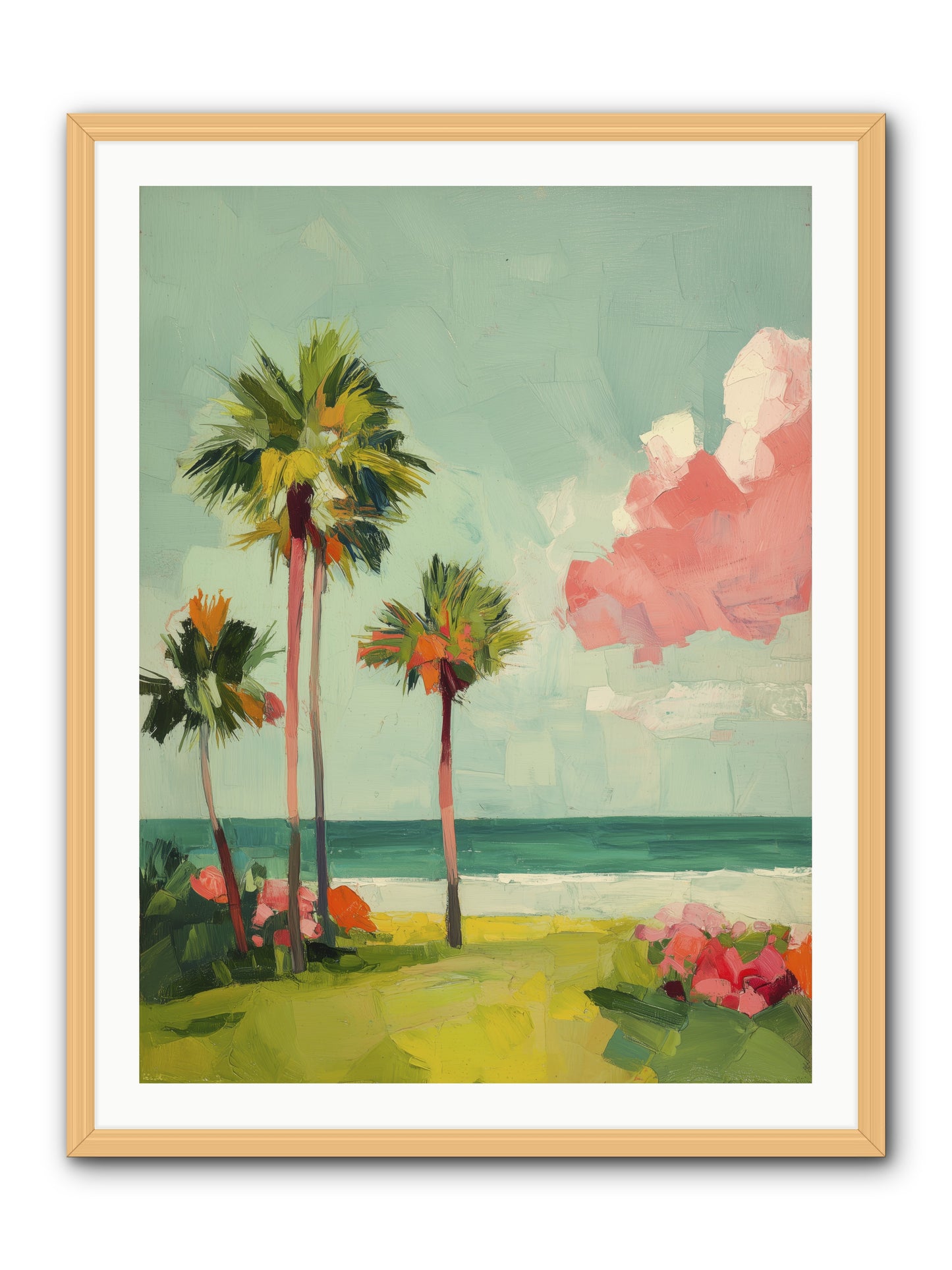 Shores Under Turquoise -- Framed Print - Natural 30x40