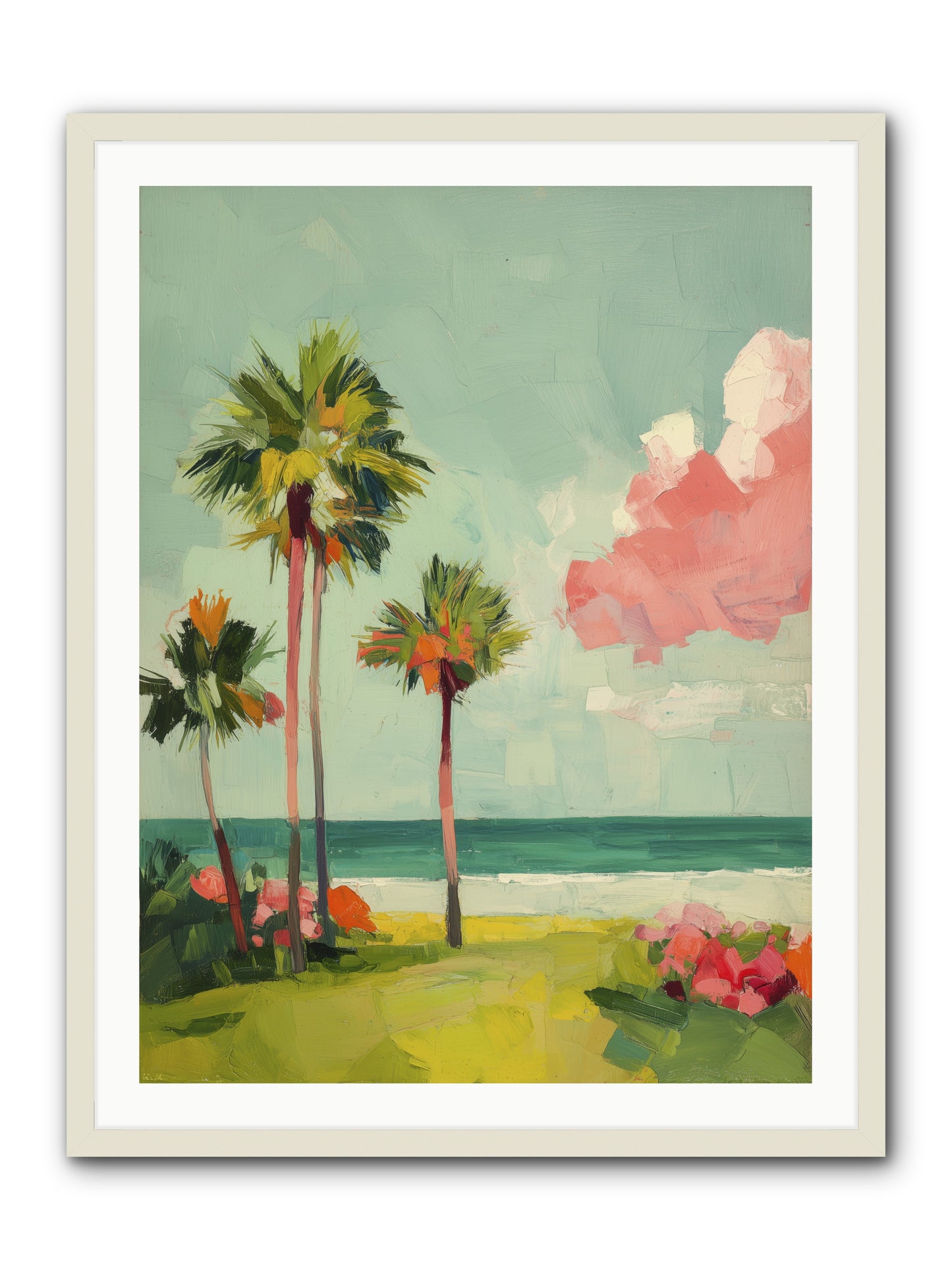 Shores Under Turquoise -- Framed Print - White 30x40