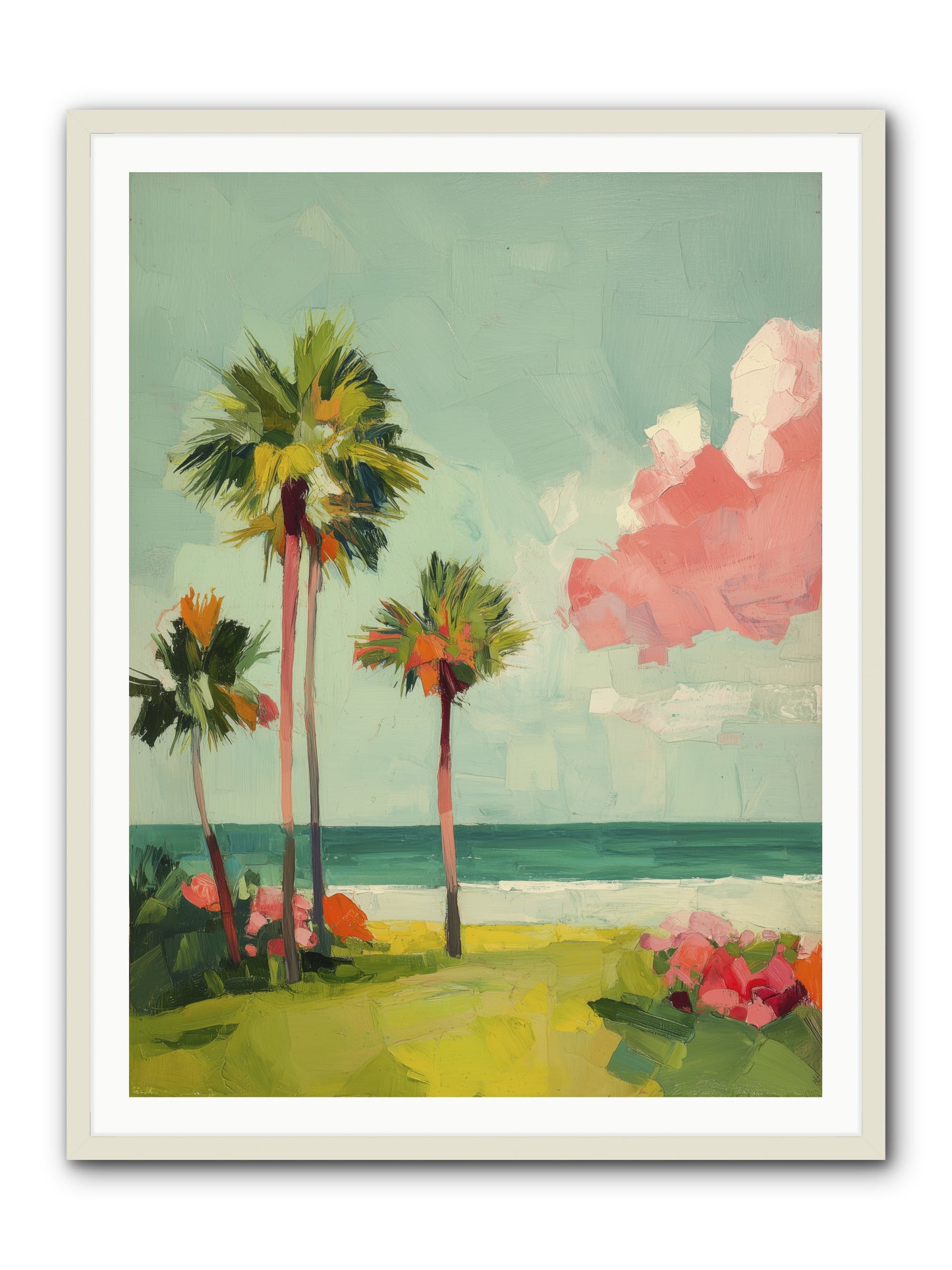 Shores Under Turquoise -- Framed Print - White 36x48