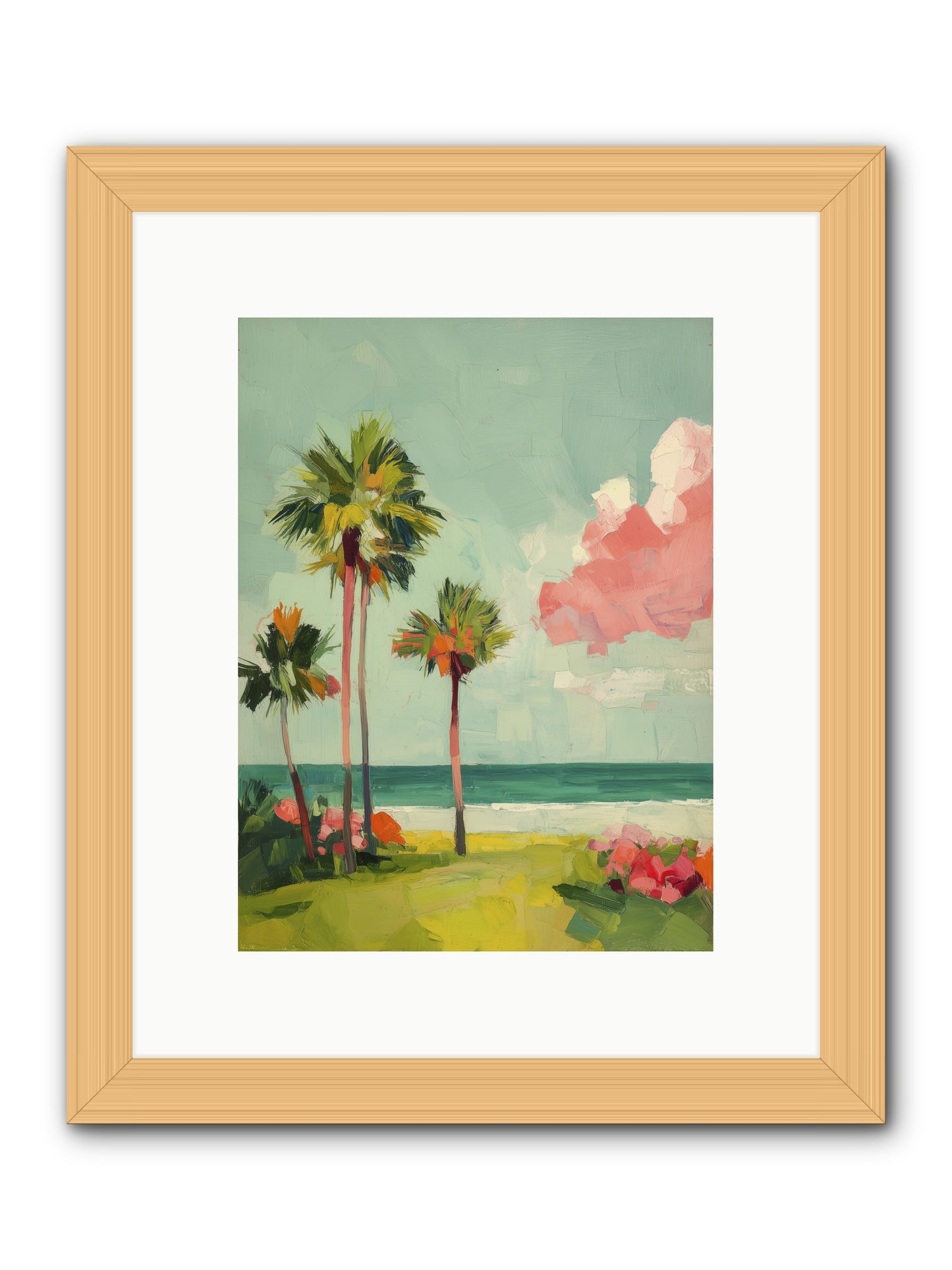 Shores Under Turquoise -- Framed Print - Natural 9x12