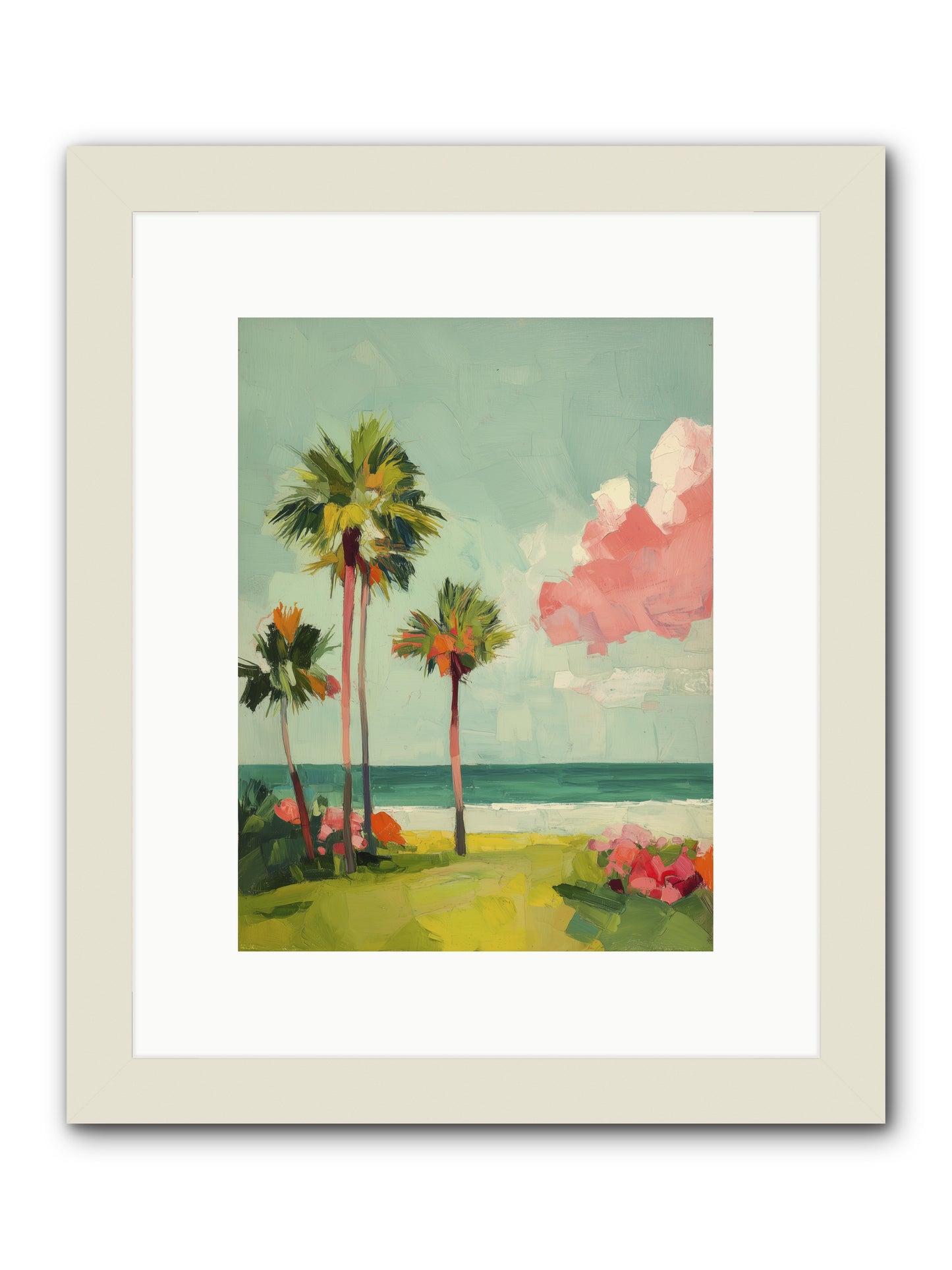 Shores Under Turquoise -- Framed Print - White 9x12