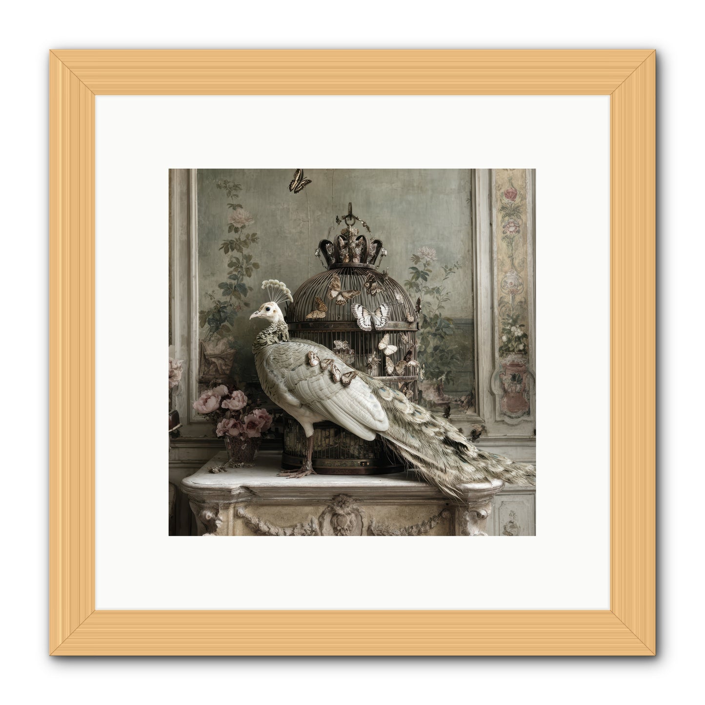 Silver Garden -- Framed Print - Natural 10x10