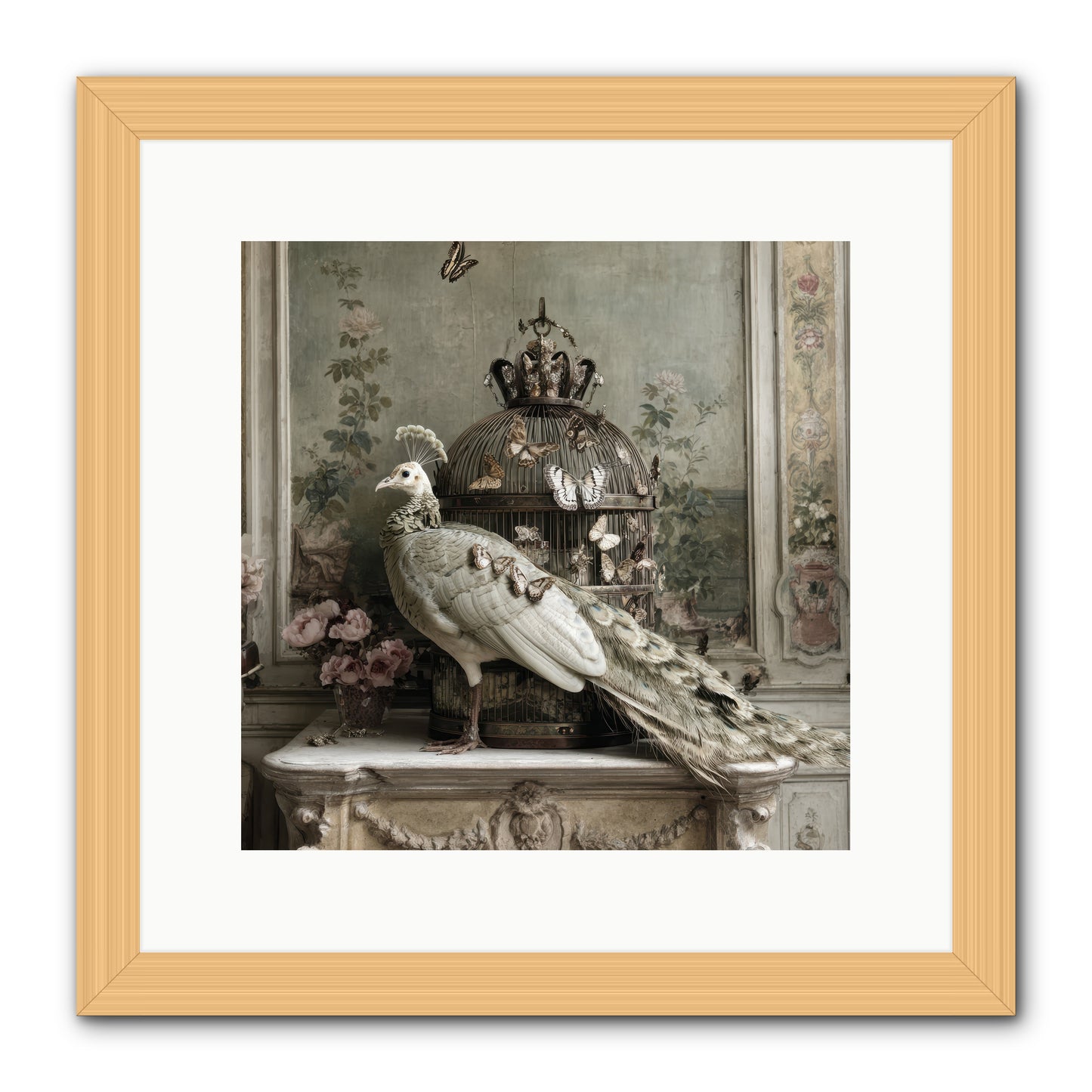 Silver Garden -- Framed Print - Natural 12x12