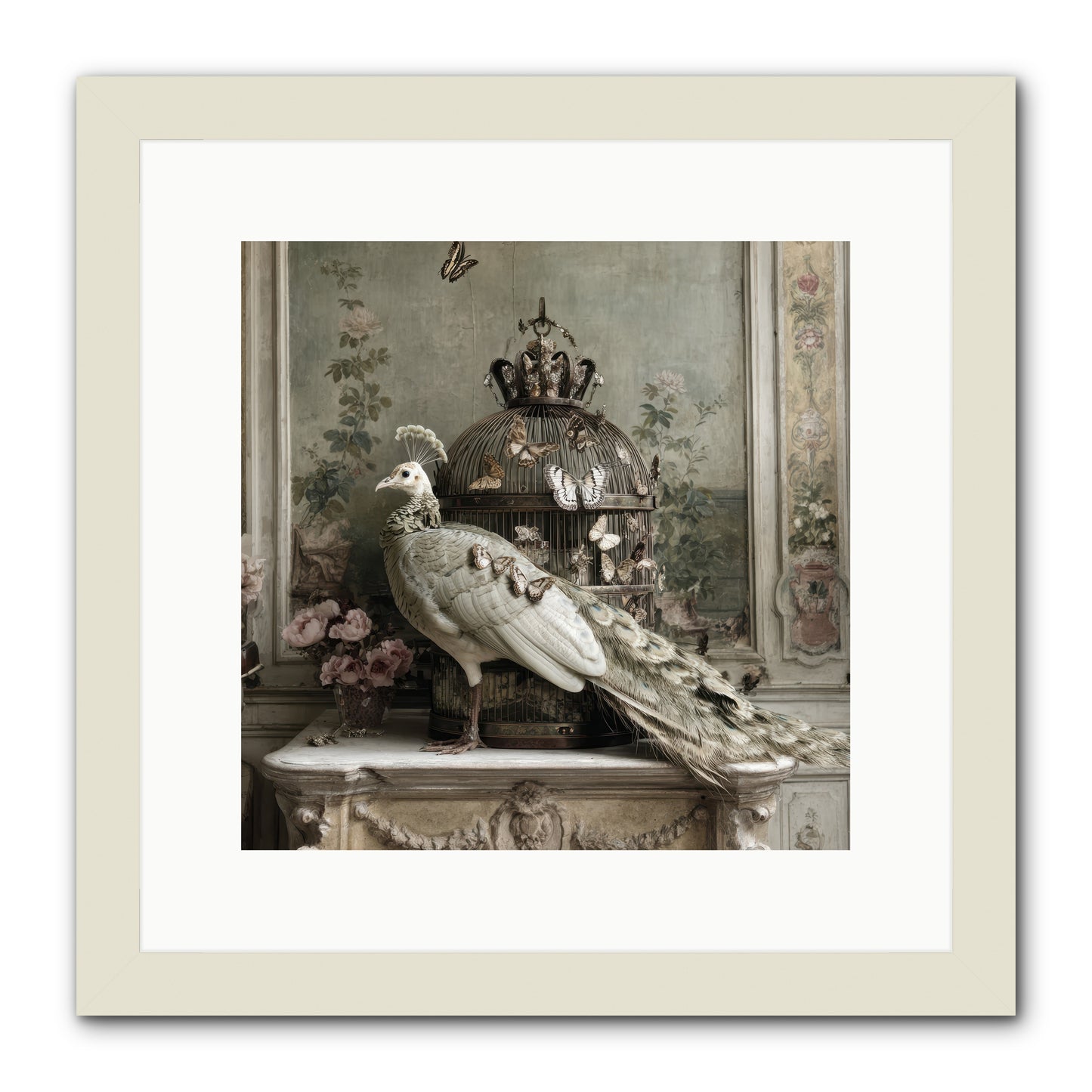 Silver Garden -- Framed Print - White 12x12