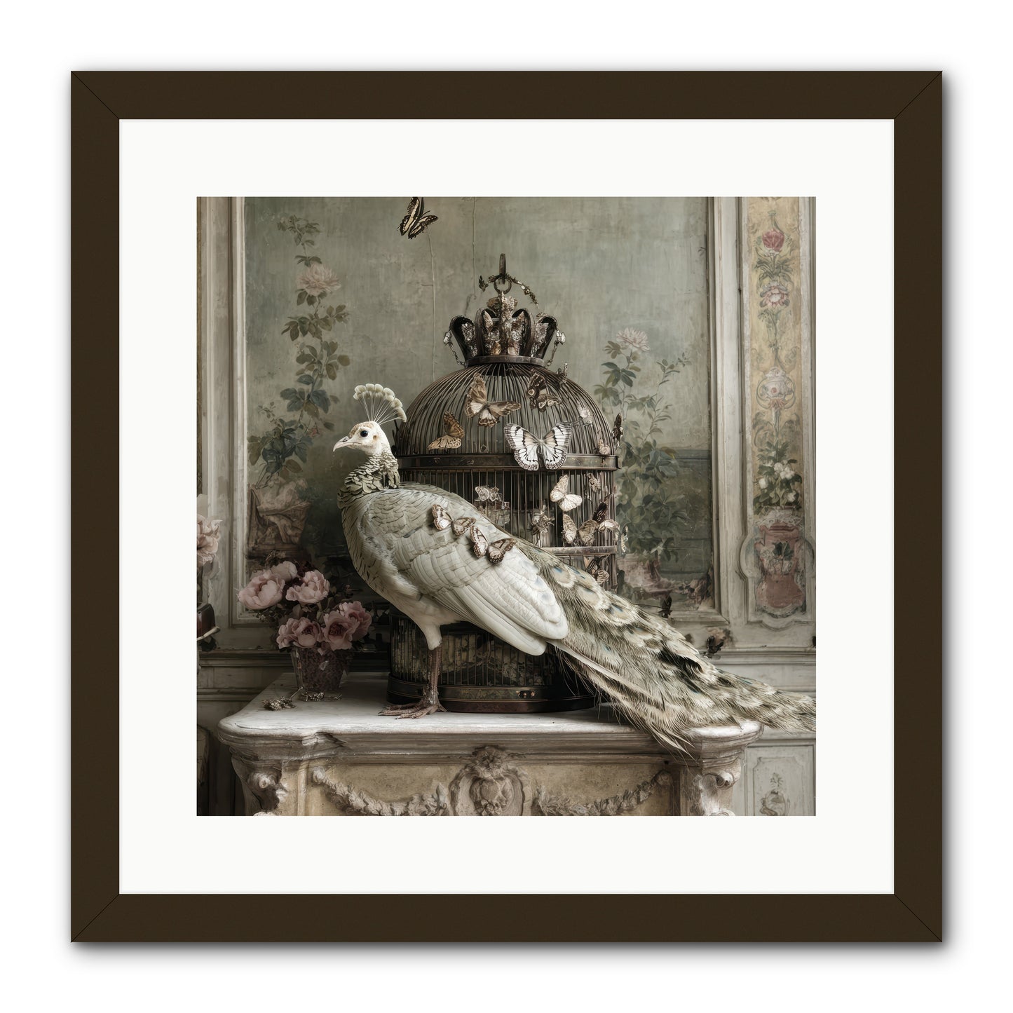 Silver Garden -- Framed Print - Black 16x16