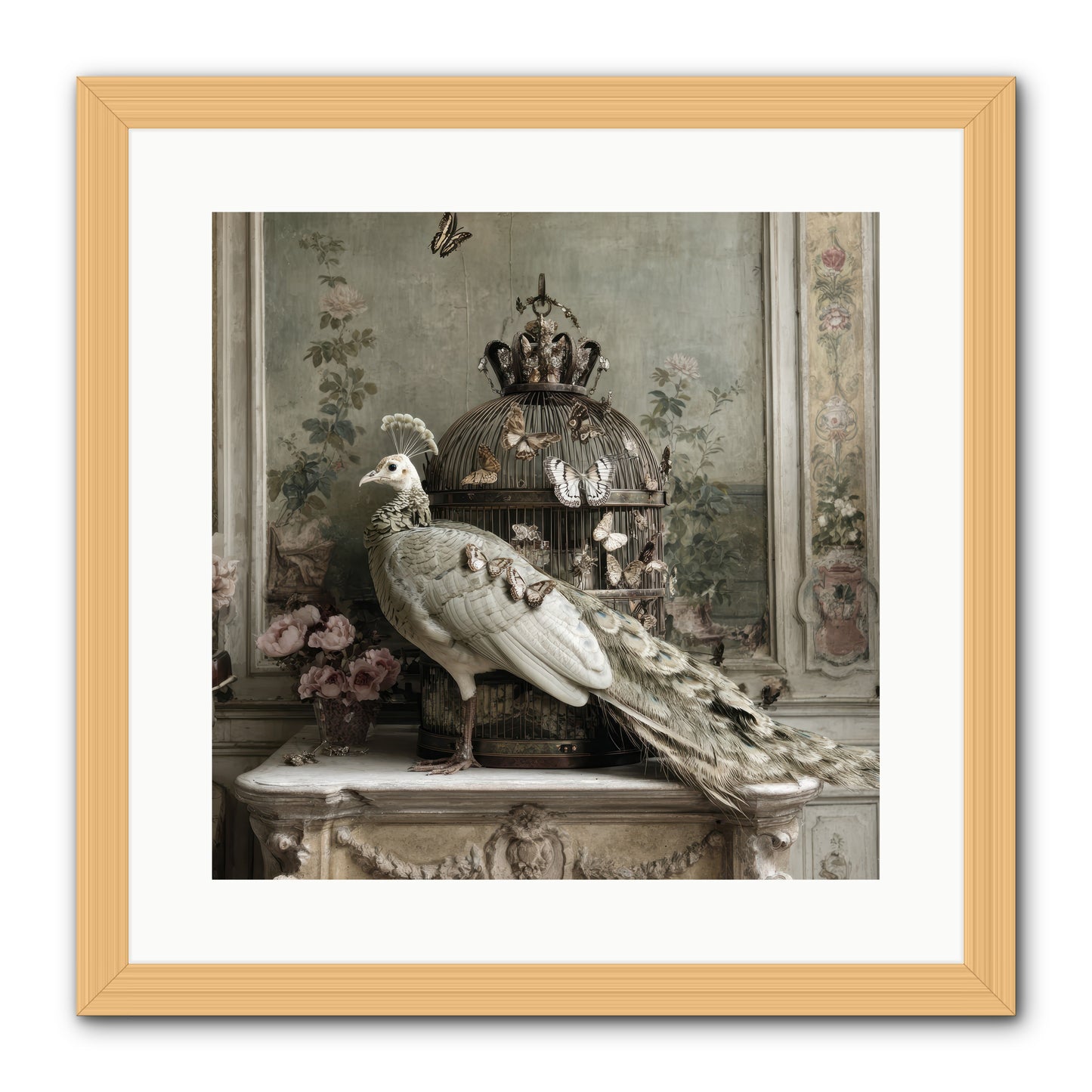 Silver Garden -- Framed Print - Natural 16x16