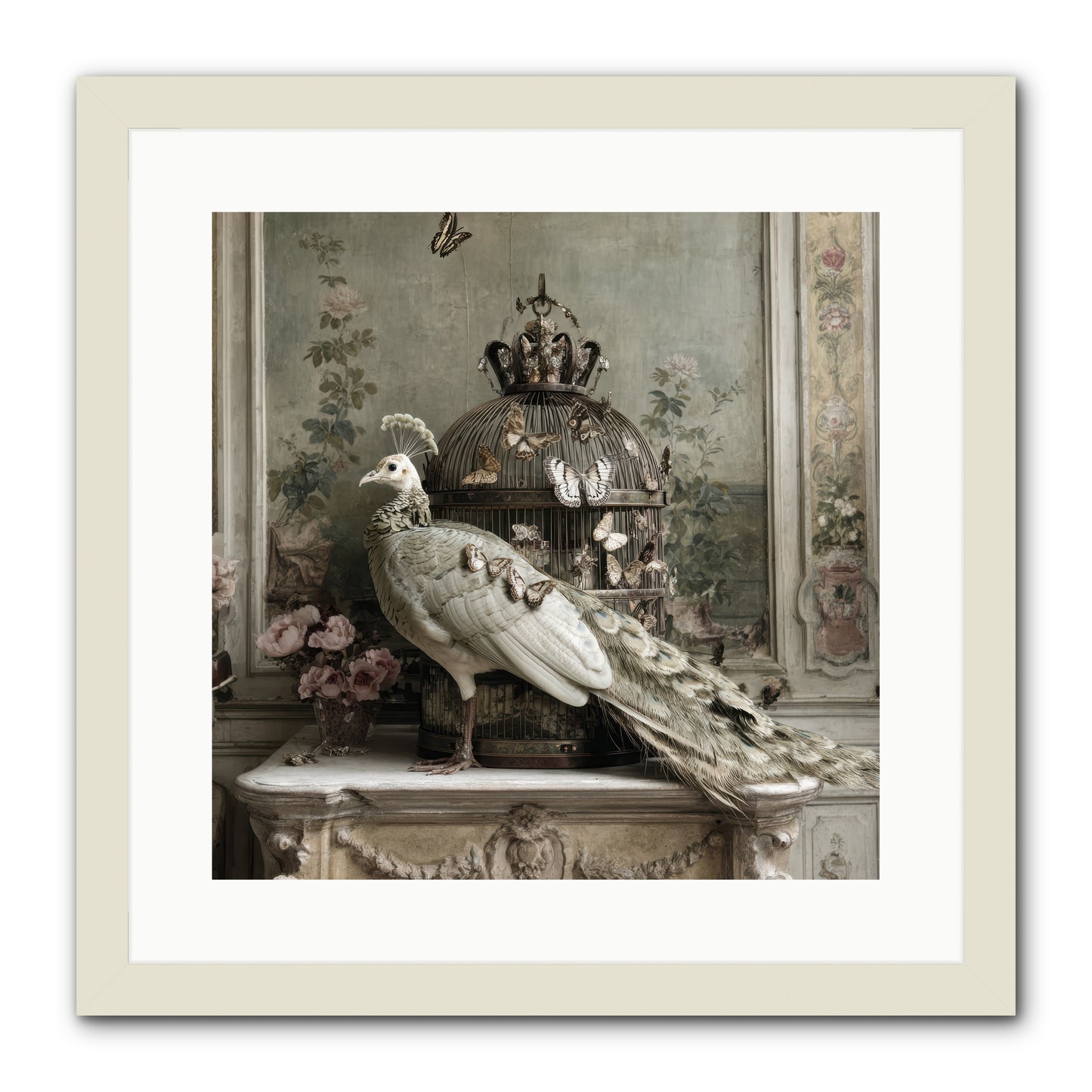 Silver Garden -- Framed Print - White 16x16