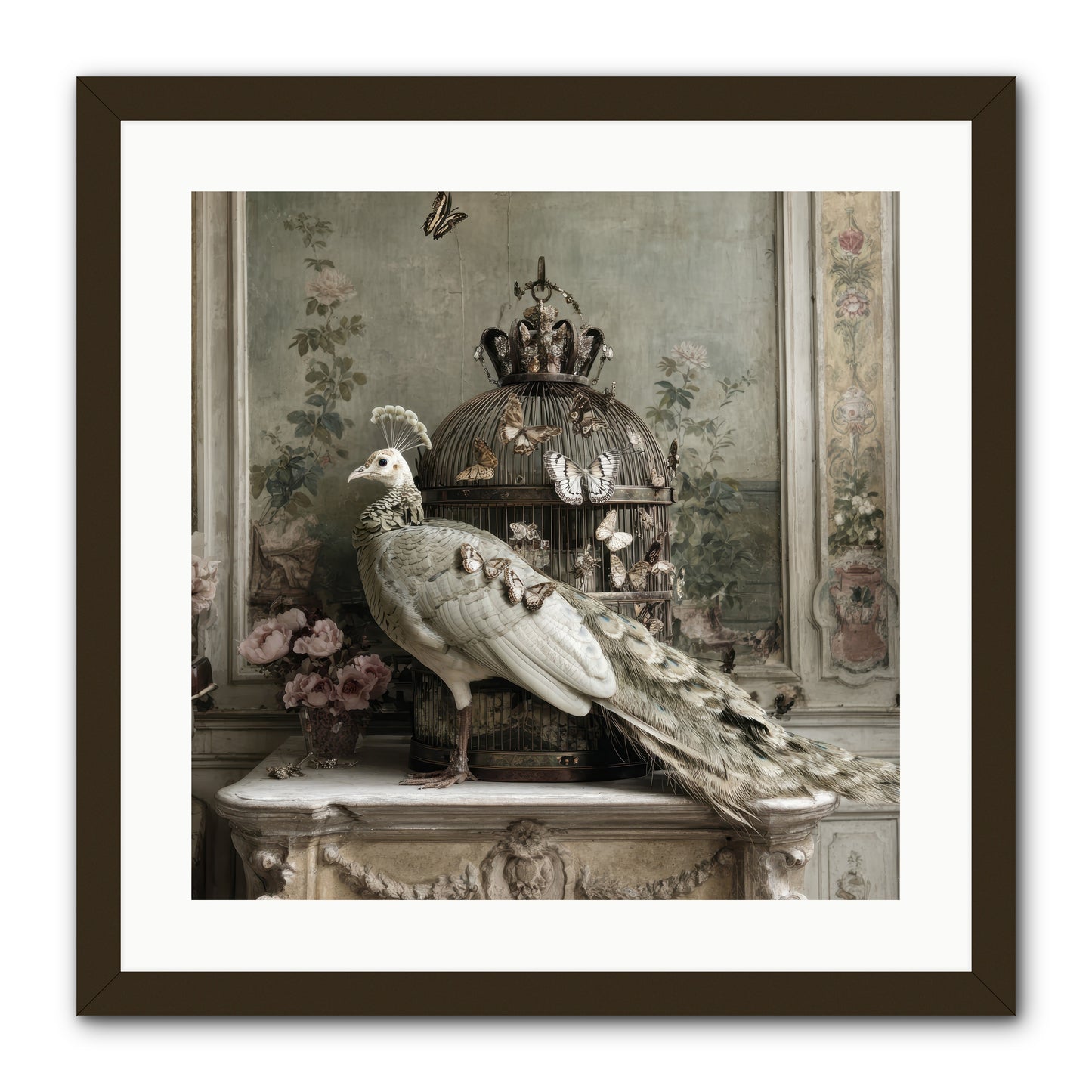 Silver Garden -- Framed Print - Black 20x20