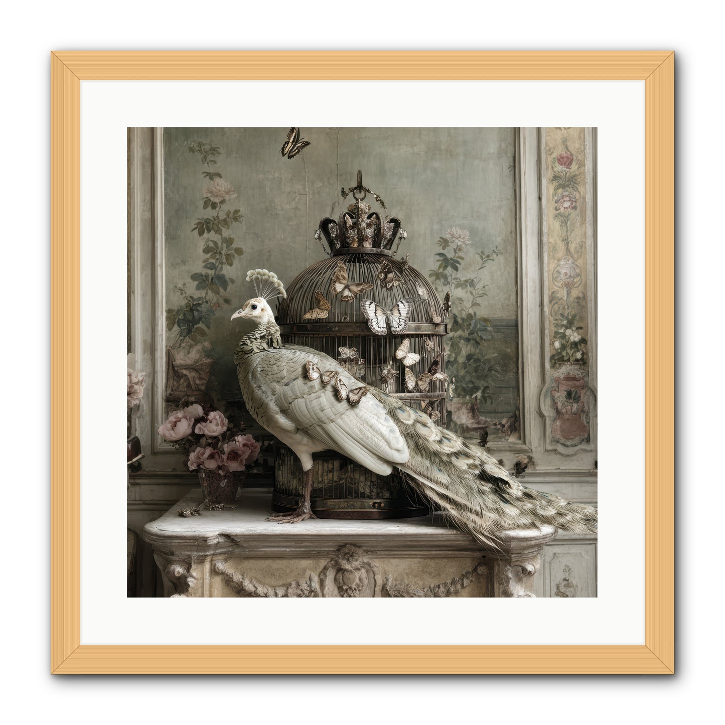 Silver Garden -- Framed Print - Natural 20x20