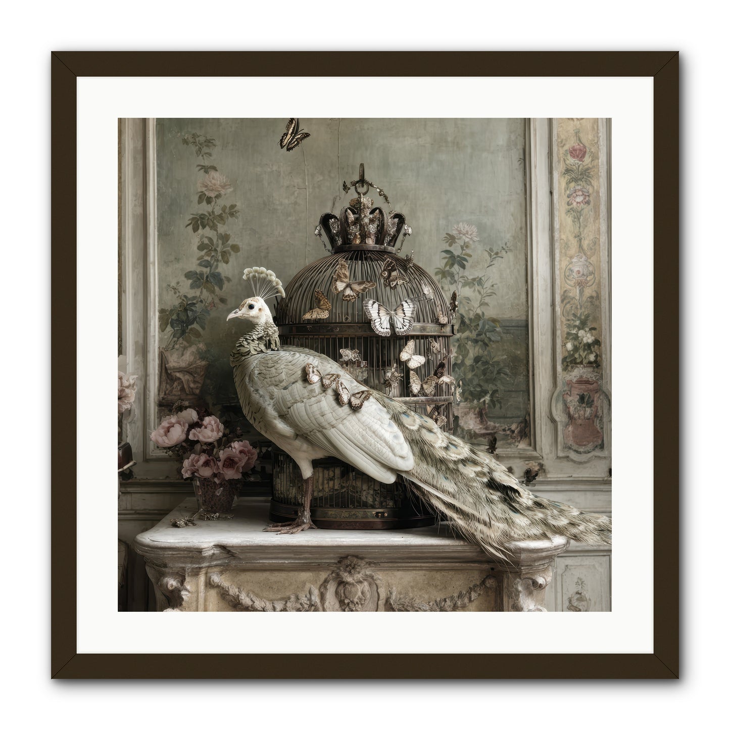 Silver Garden -- Framed Print - Black 24x24