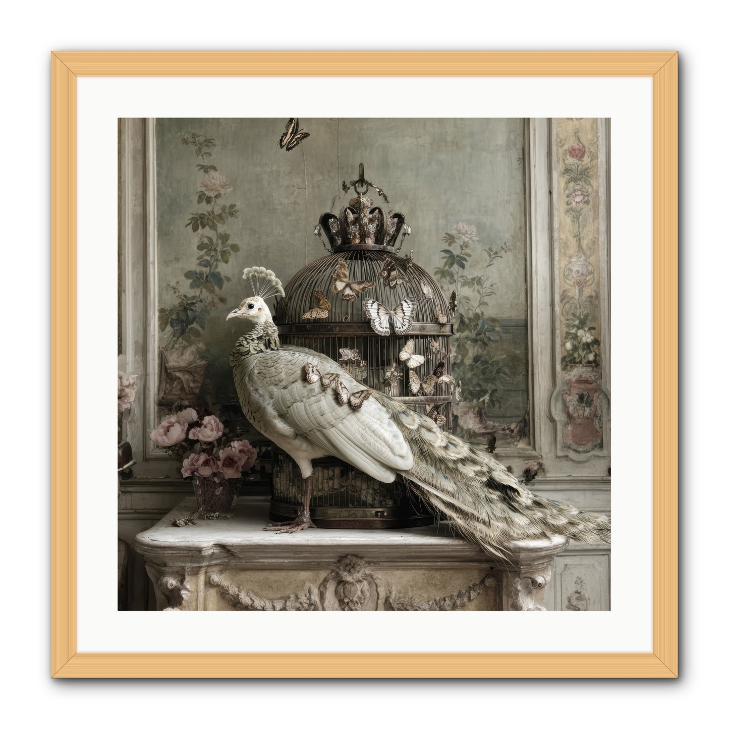 Silver Garden -- Framed Print - Natural 24x24