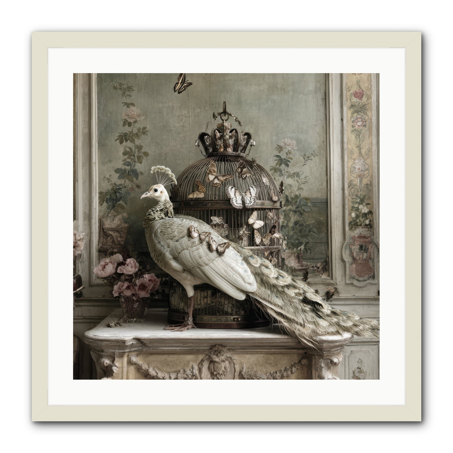 Silver Garden -- Framed Print - White 24x24