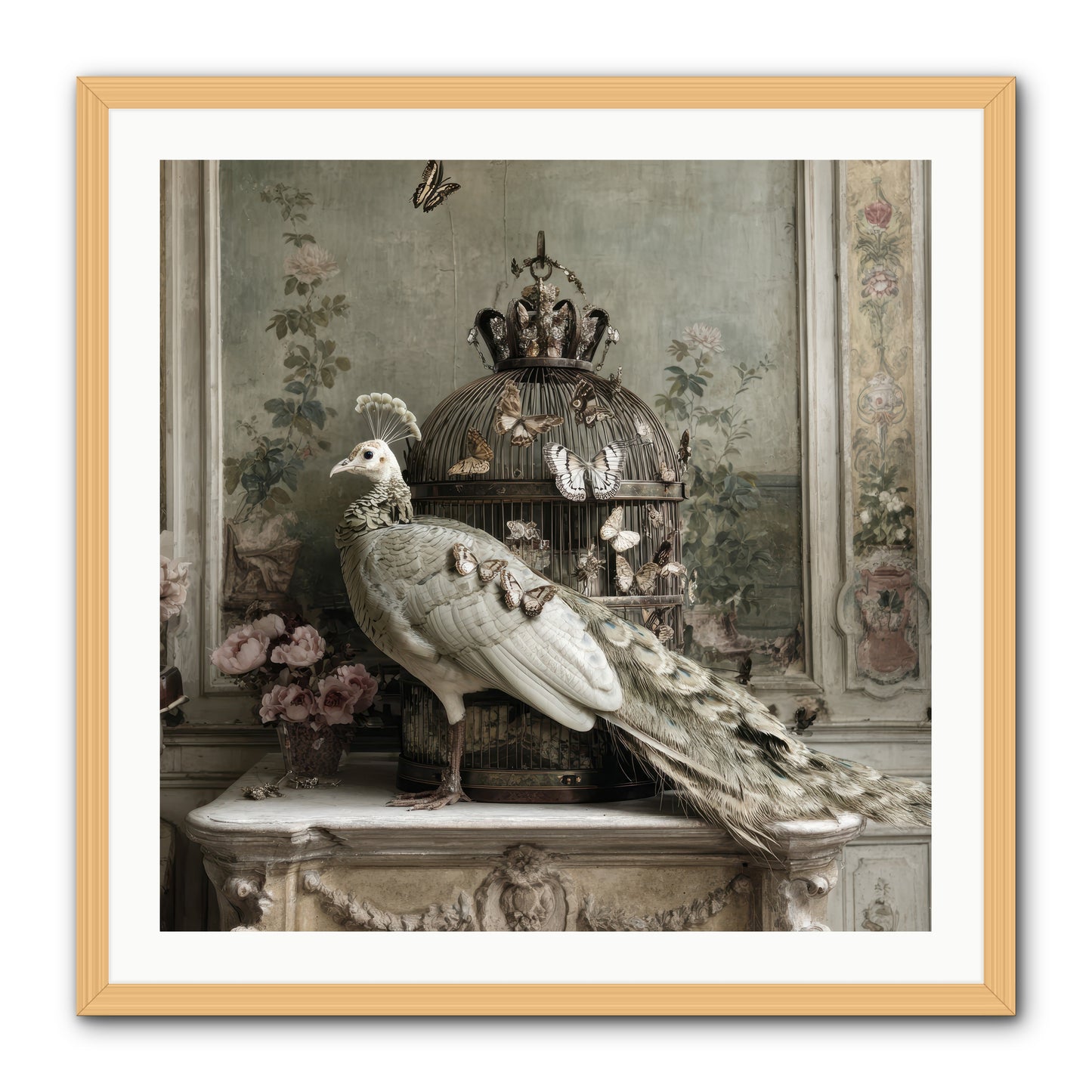 Silver Garden -- Framed Print - Natural 30x30