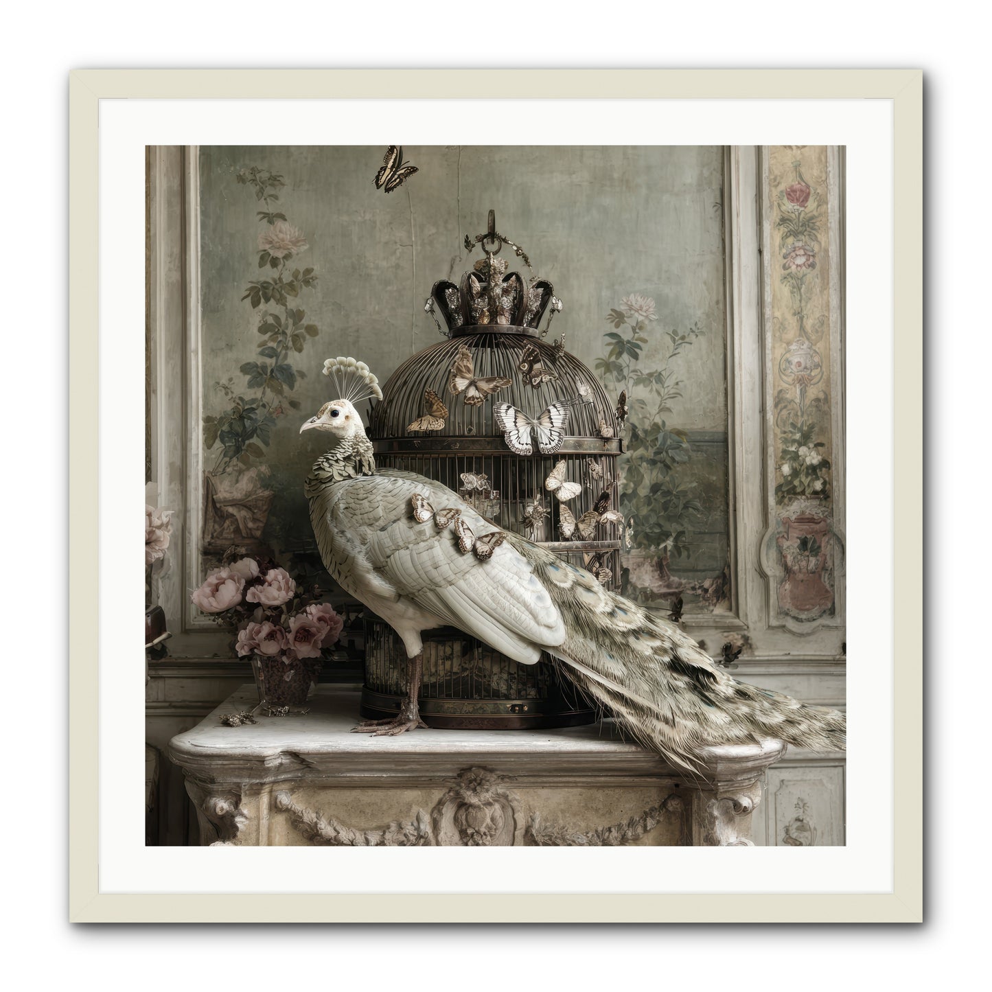 Silver Garden -- Framed Print - White 30x30