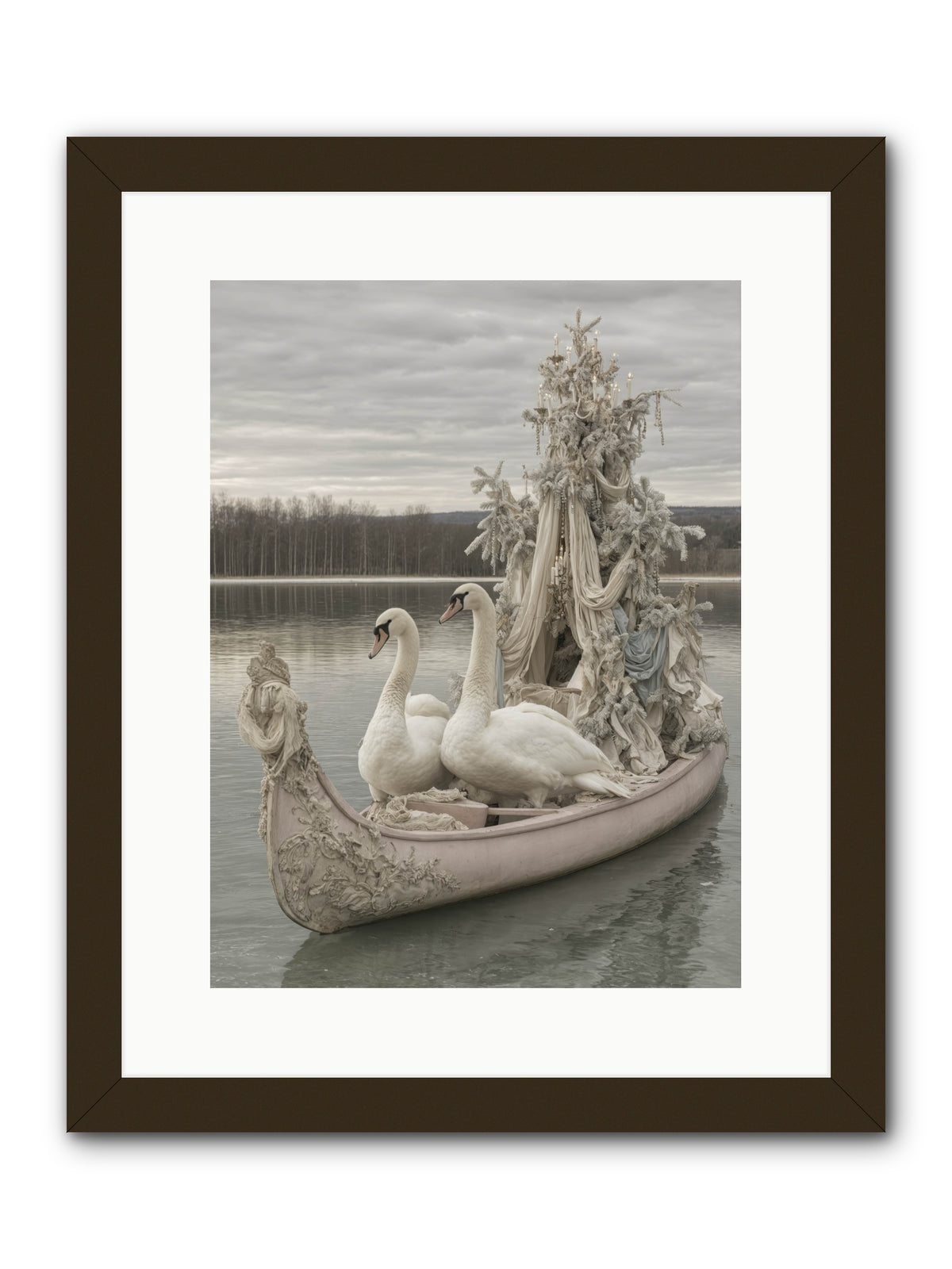 Silver Morning Glide -- Framed Print - Black 12x16