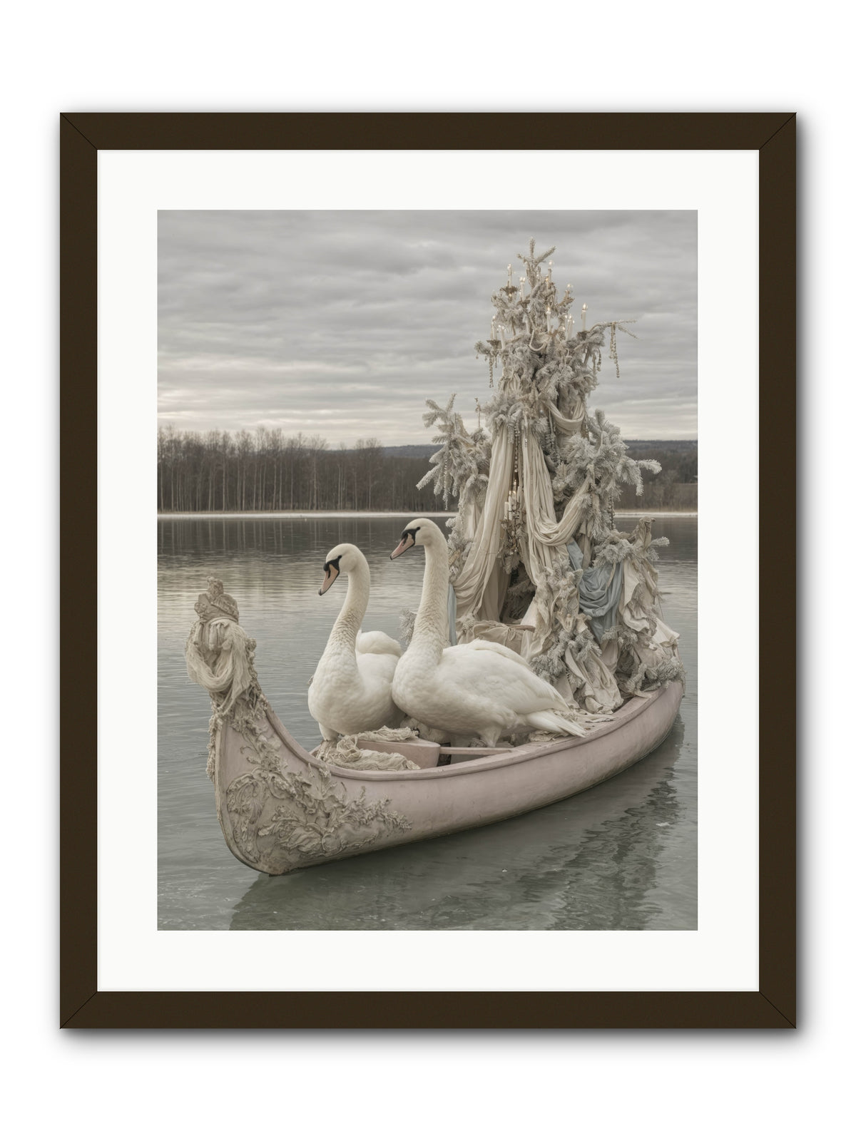 Silver Morning Glide -- Framed Print - Black 18x24