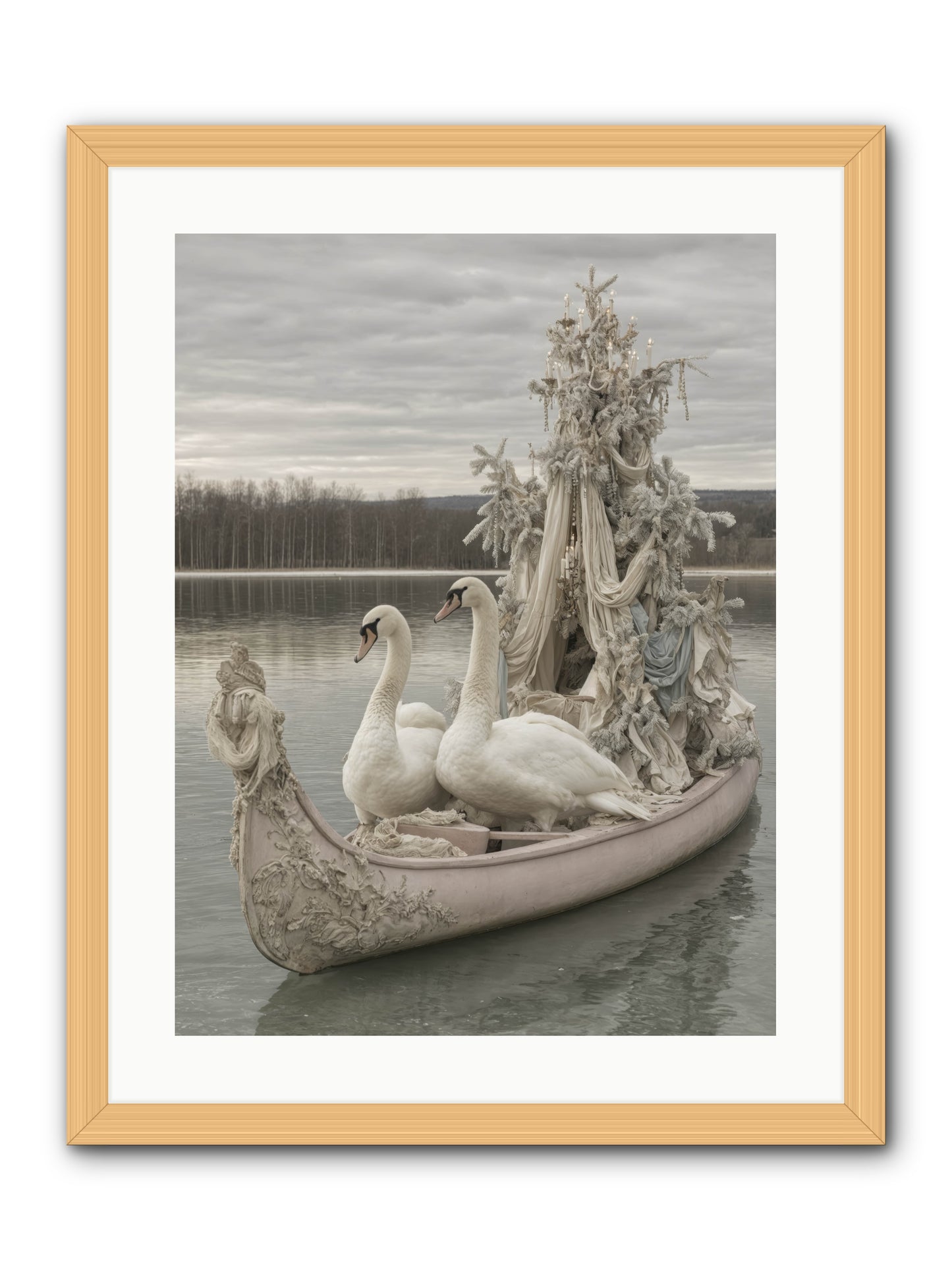 Silver Morning Glide -- Framed Print - Natural 18x24