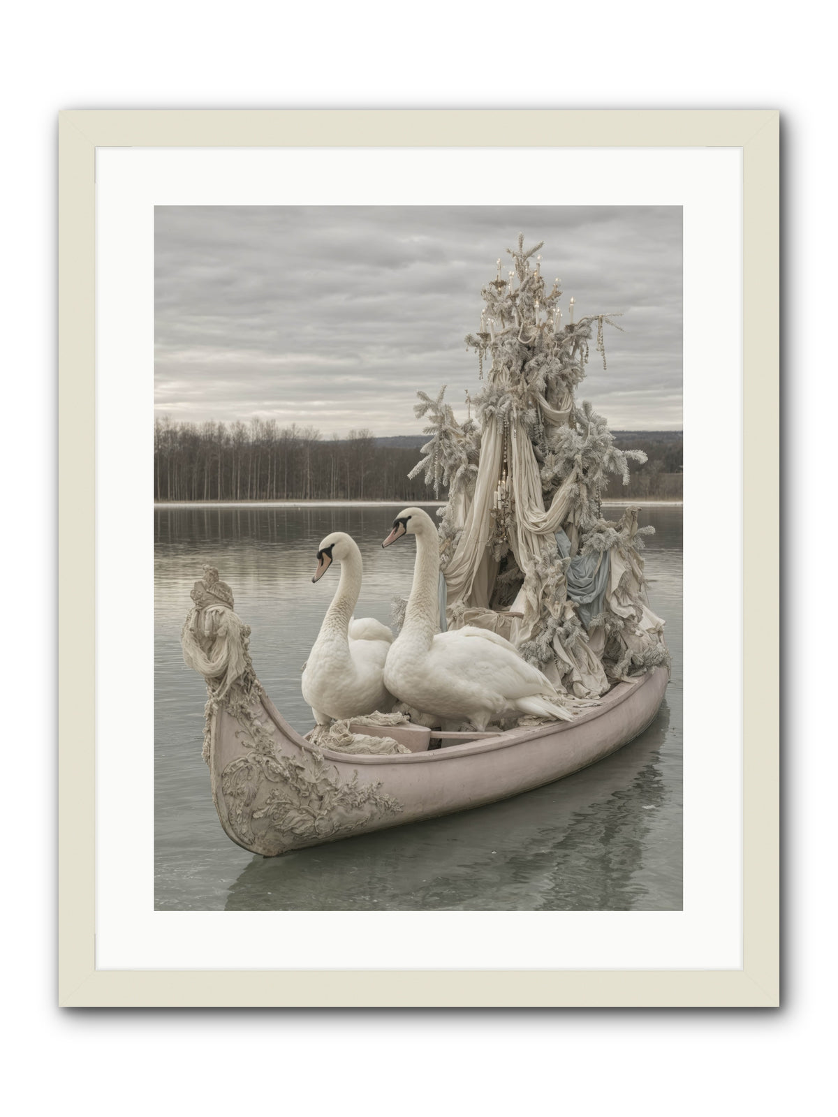 Silver Morning Glide -- Framed Print - White 18x24