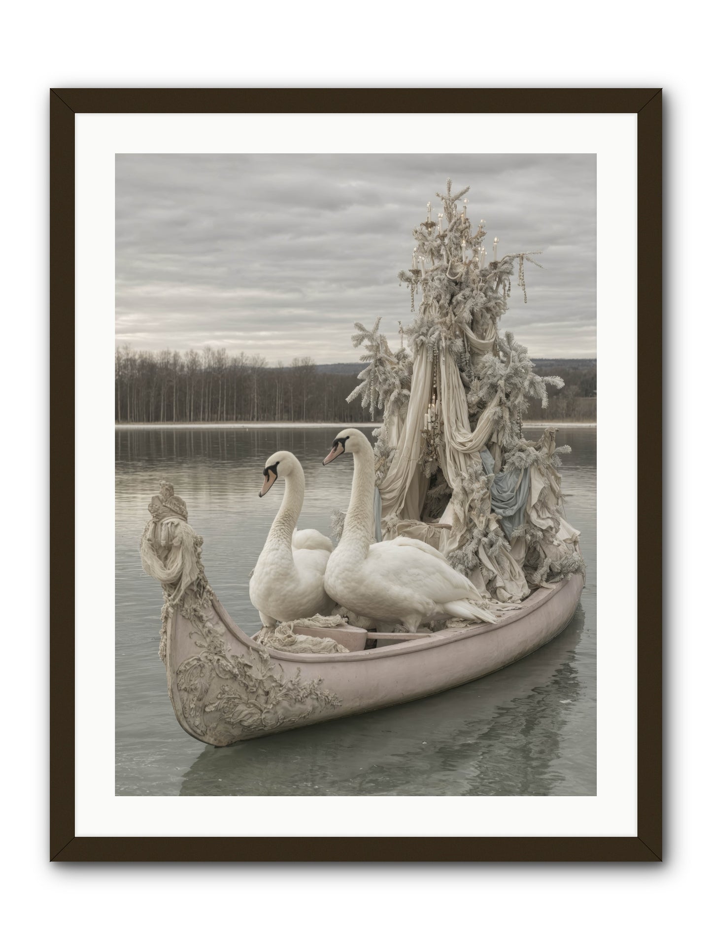 Silver Morning Glide -- Framed Print - Black 24x32
