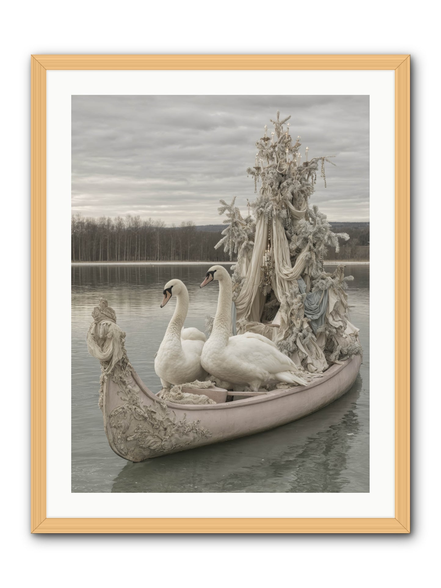 Silver Morning Glide -- Framed Print - Natural 24x32
