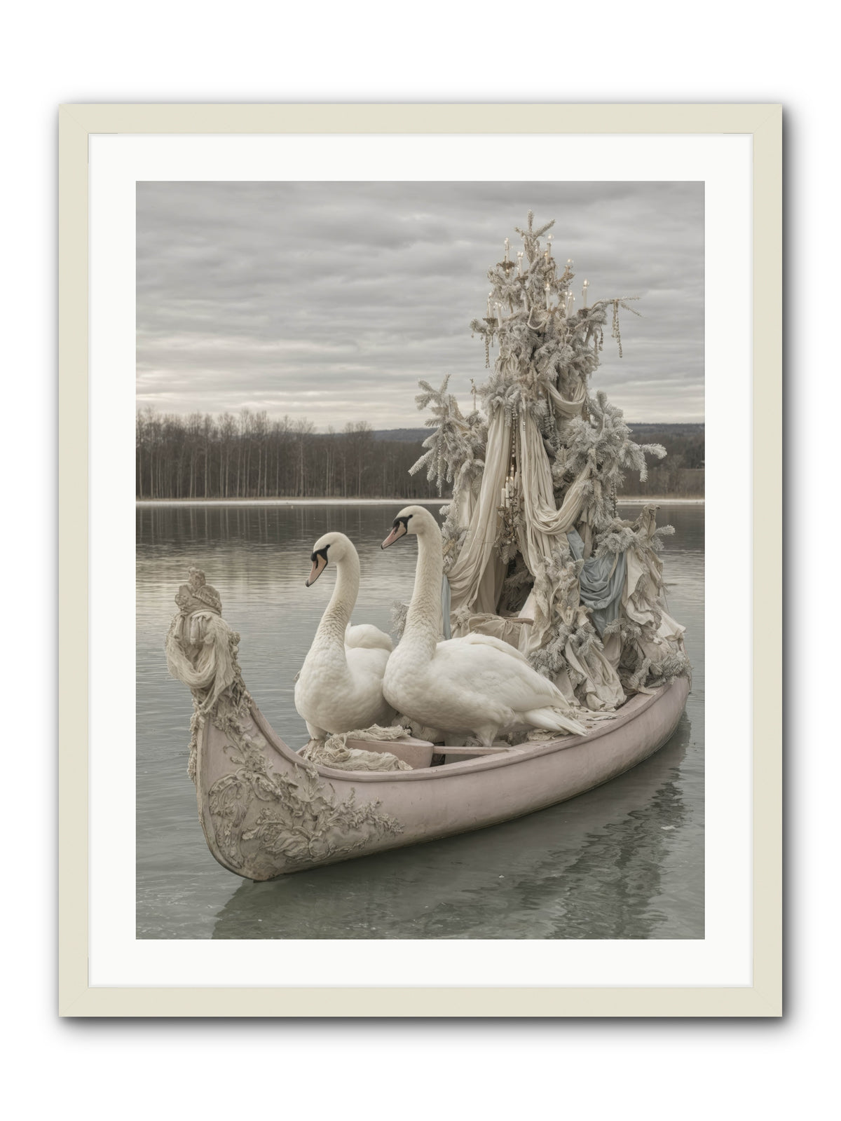 Silver Morning Glide -- Framed Print - White 24x32