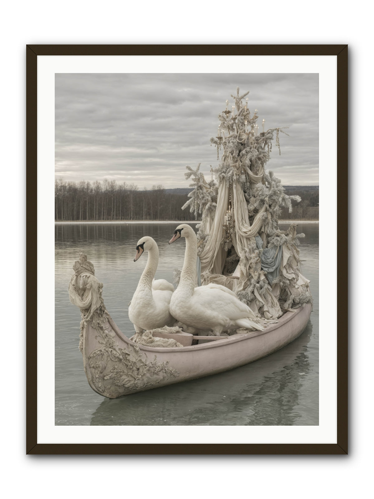Silver Morning Glide -- Framed Print - Black 30x40