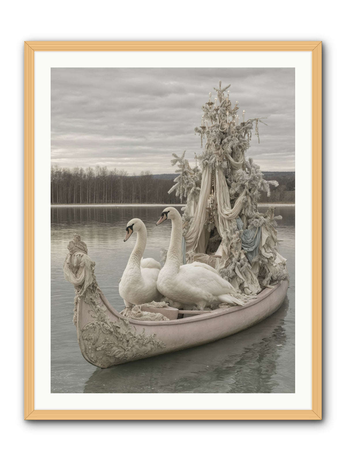 Silver Morning Glide -- Framed Print - Natural 30x40