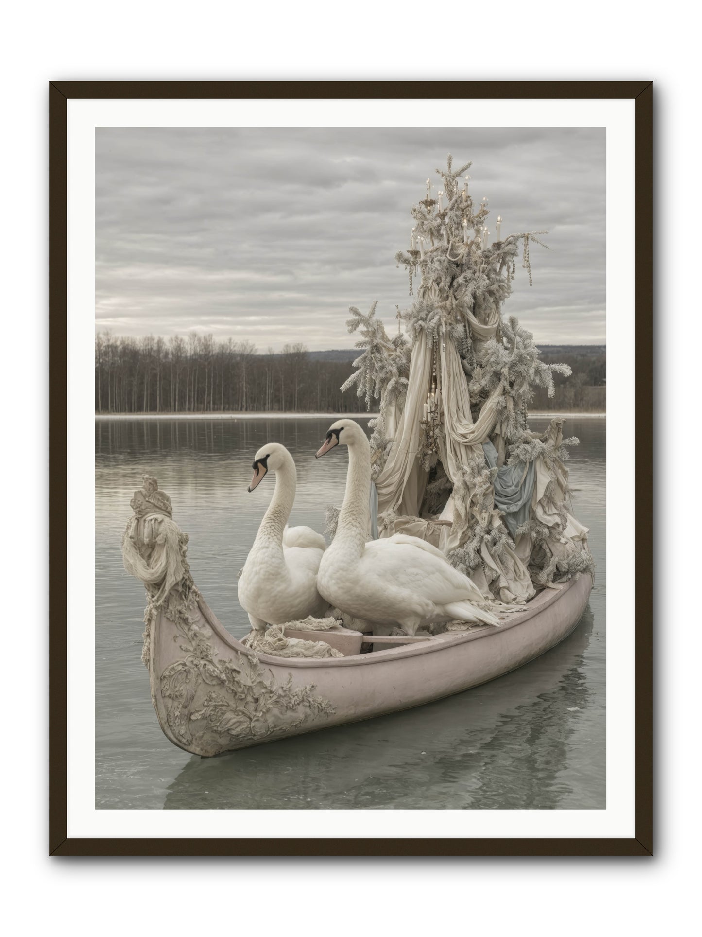 Silver Morning Glide -- Framed Print - Black 36x48