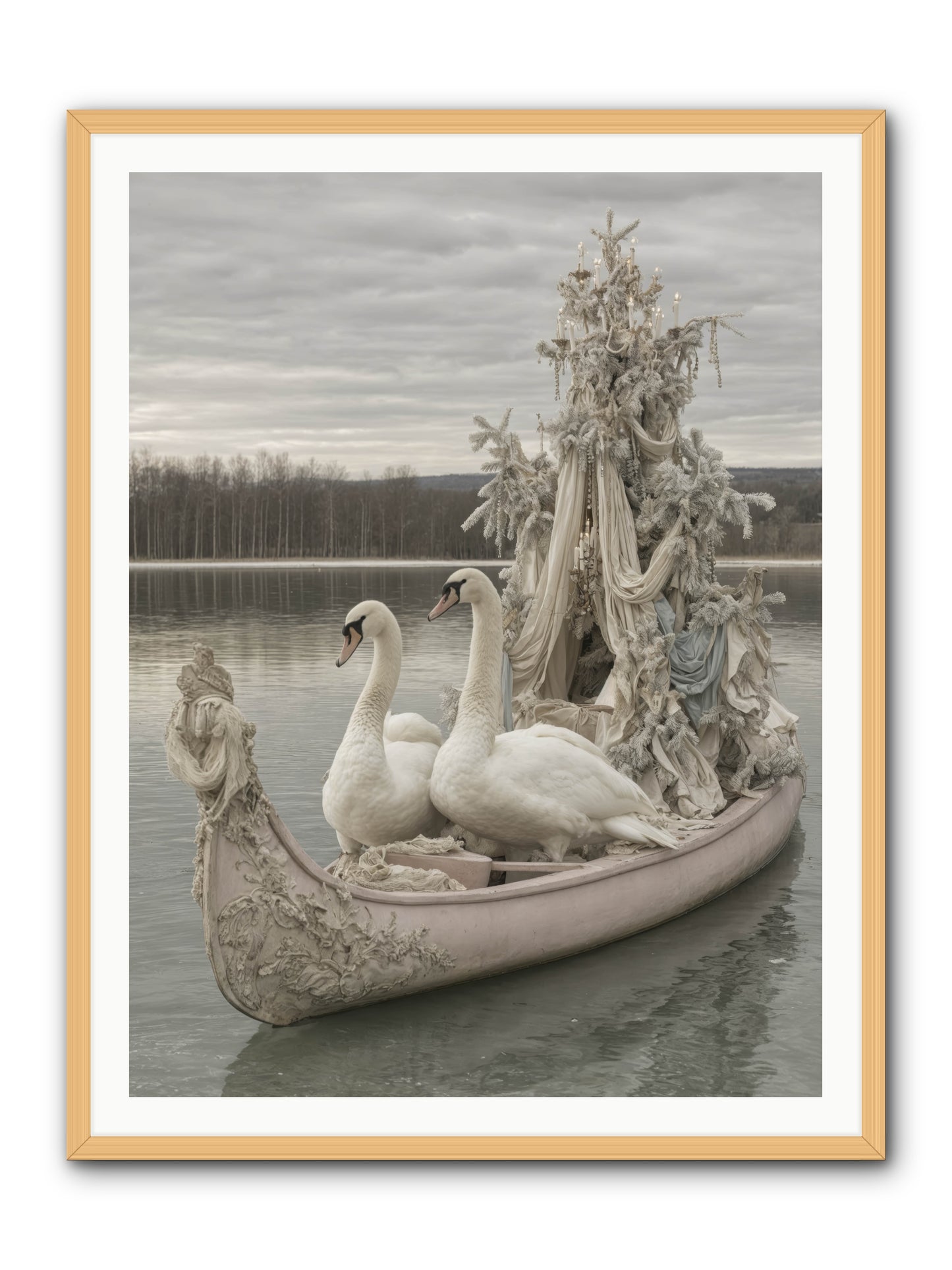 Silver Morning Glide -- Framed Print - Natural 36x48