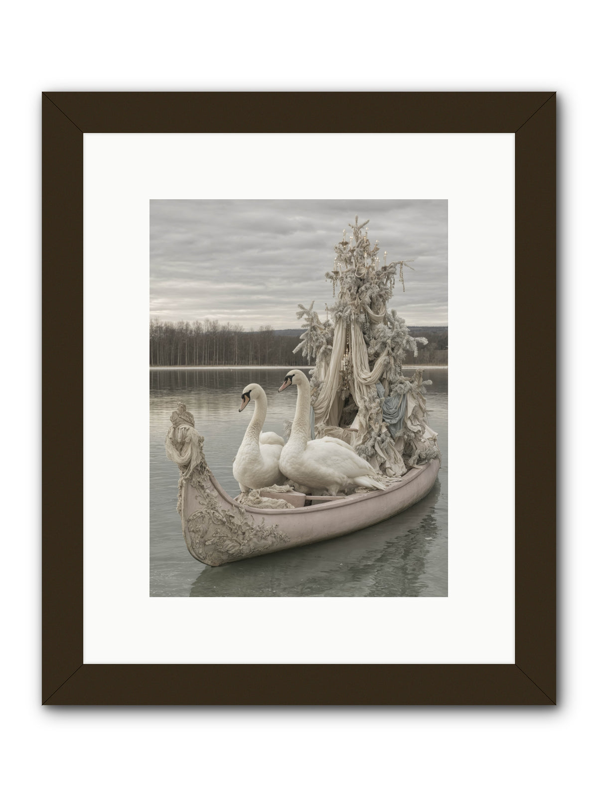 Silver Morning Glide -- Framed Print - Black 9x12