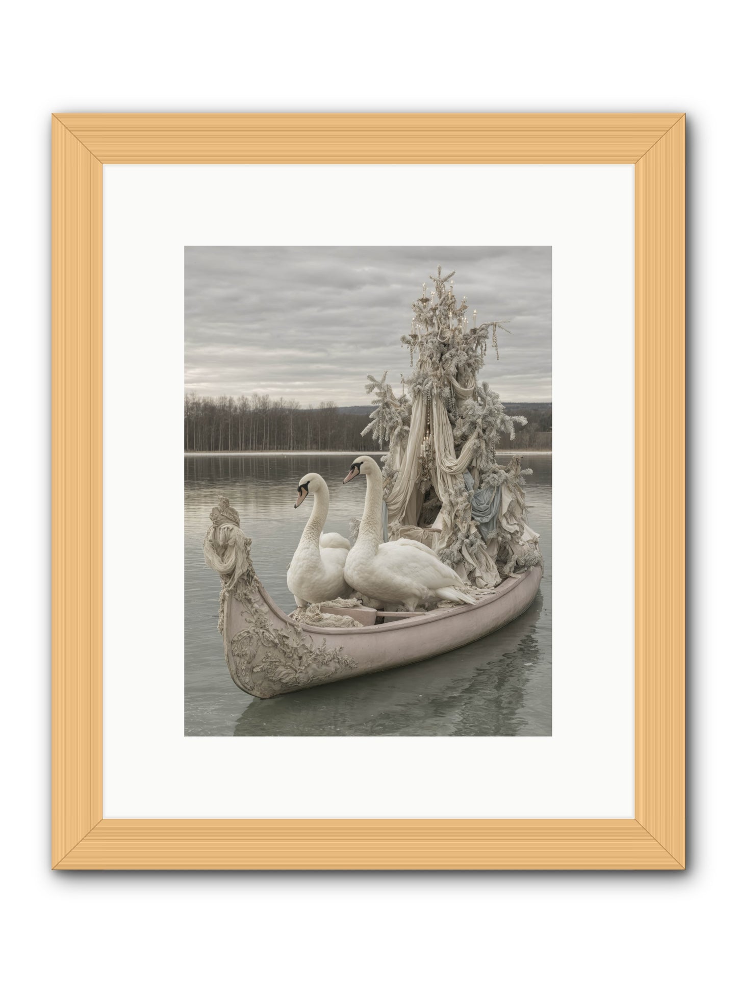 Silver Morning Glide -- Framed Print - Natural 9x12
