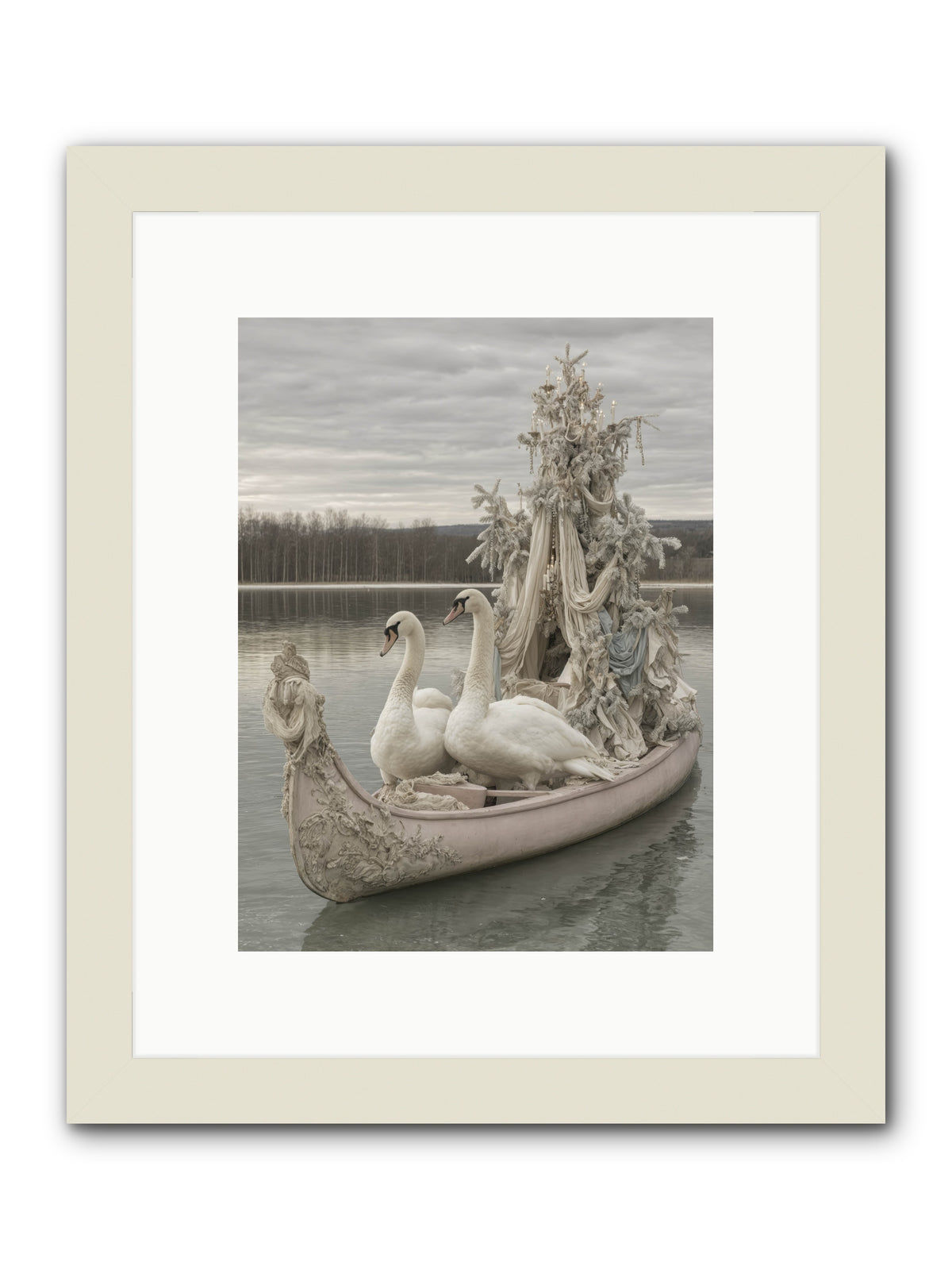 Silver Morning Glide -- Framed Print - White 9x12
