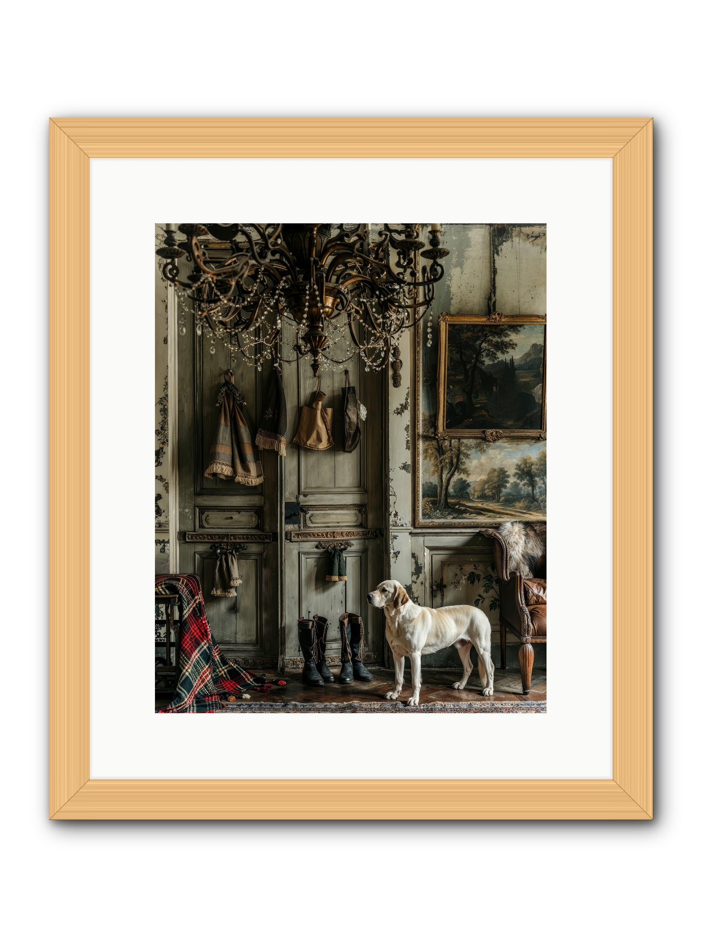 Sir Whiskers Von Snuggle -- Framed Print - Natural 12x15