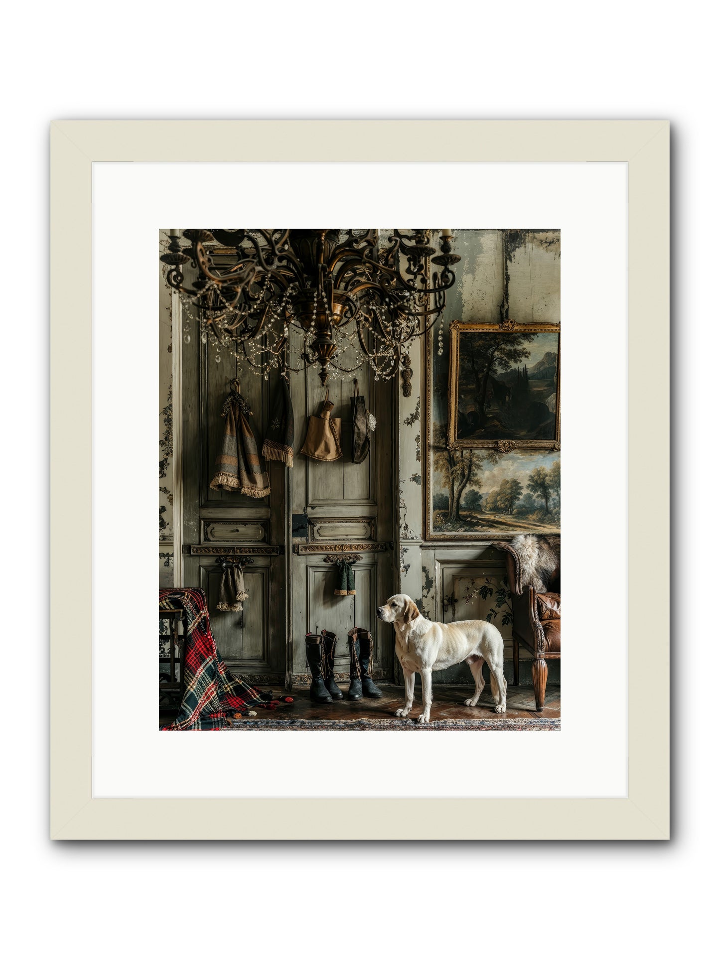 Sir Whiskers Von Snuggle -- Framed Print - White 12x15