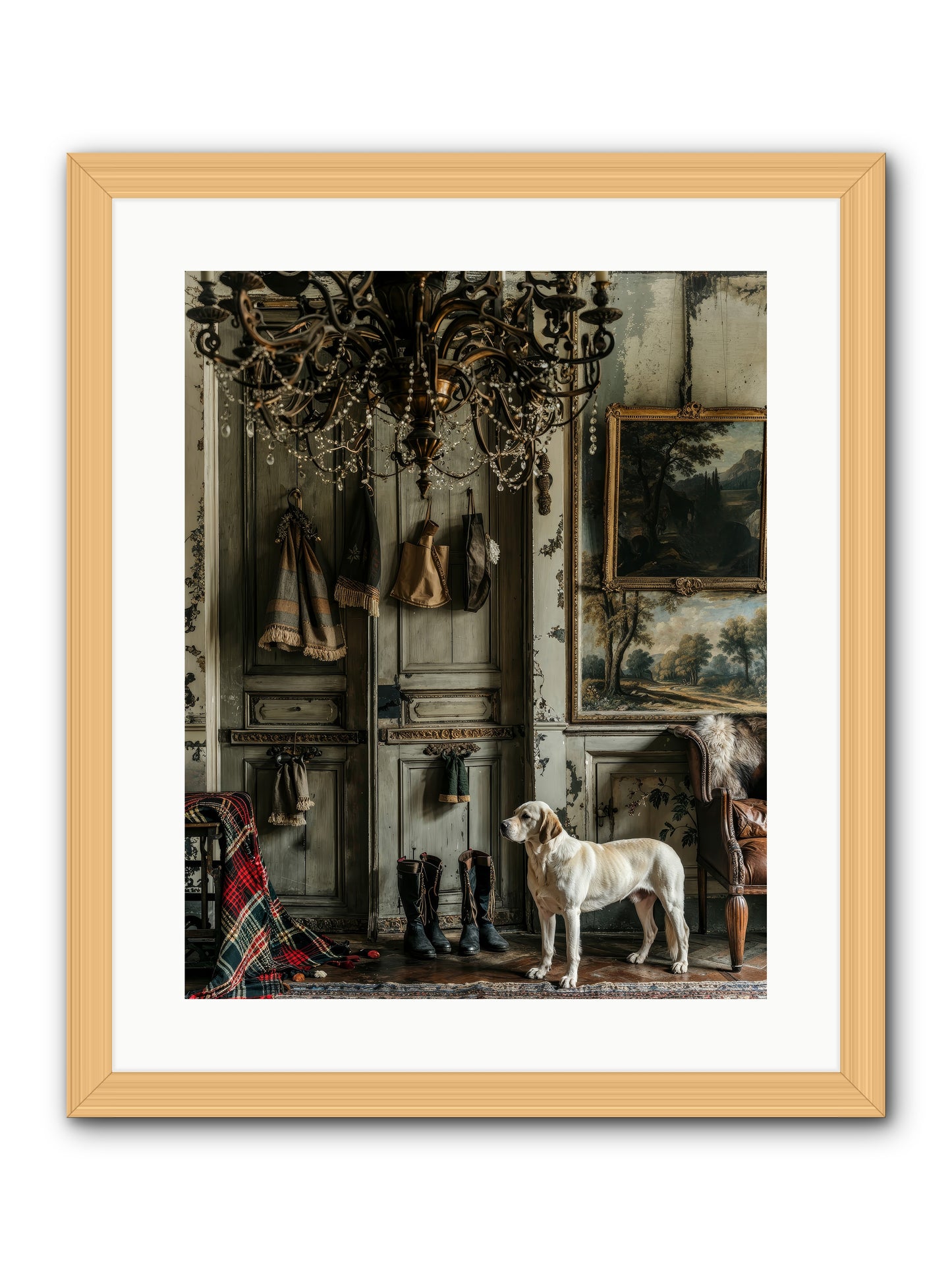 Sir Whiskers Von Snuggle -- Framed Print - Natural 16x20