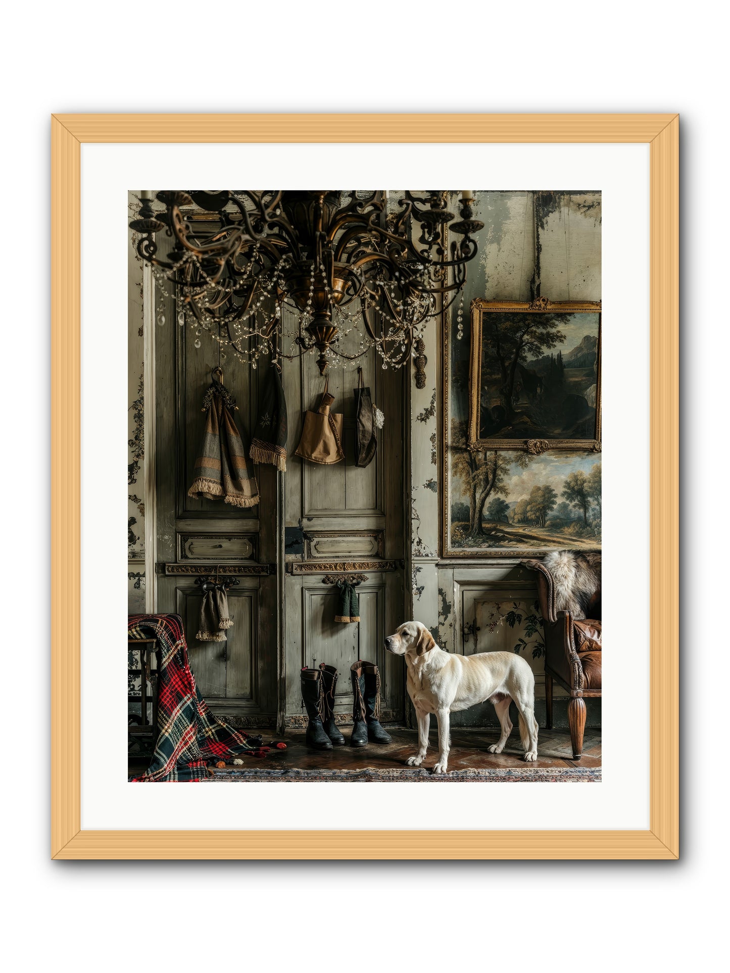 Sir Whiskers Von Snuggle -- Framed Print - Natural 20x25