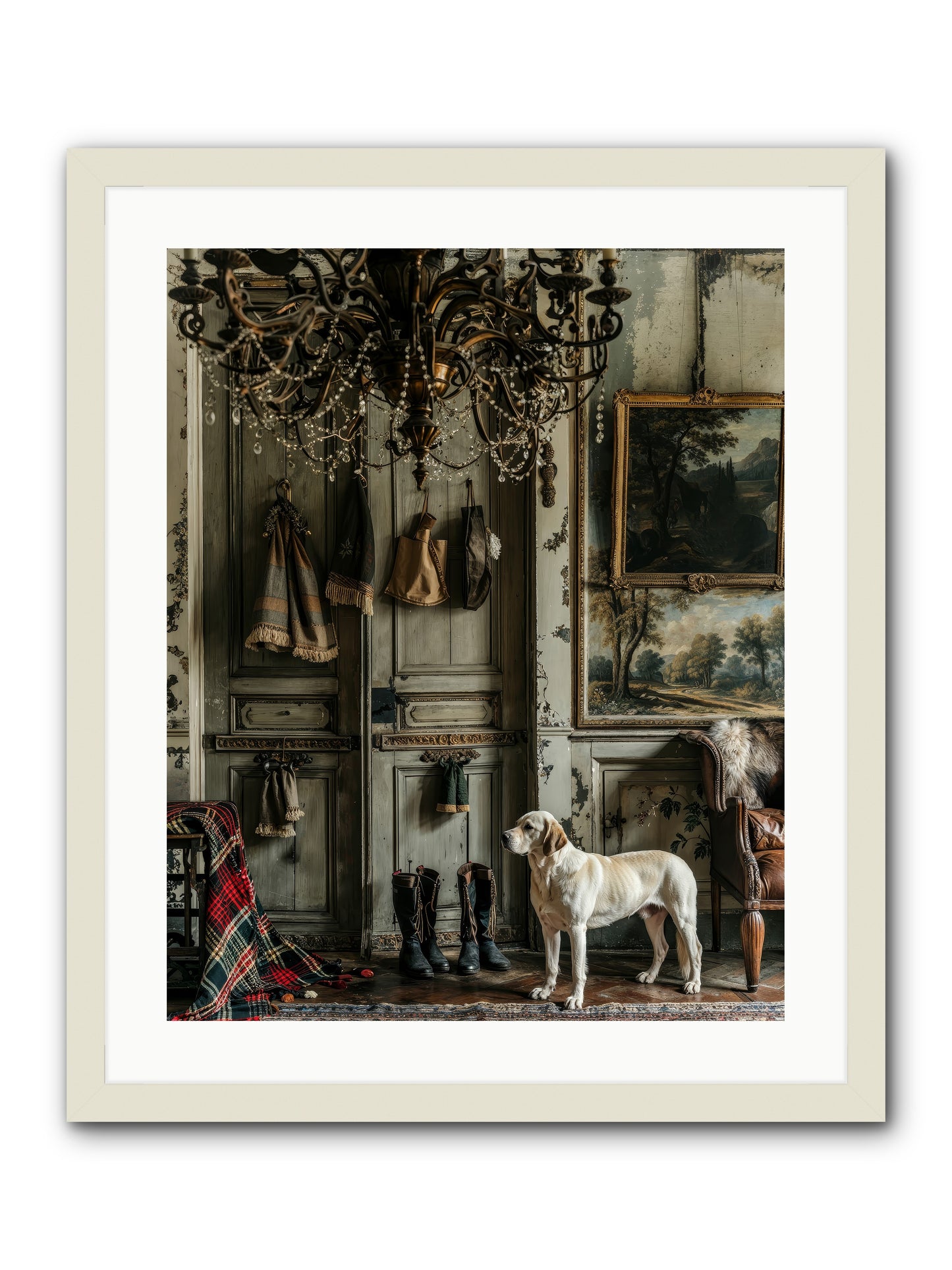 Sir Whiskers Von Snuggle -- Framed Print - White 20x25