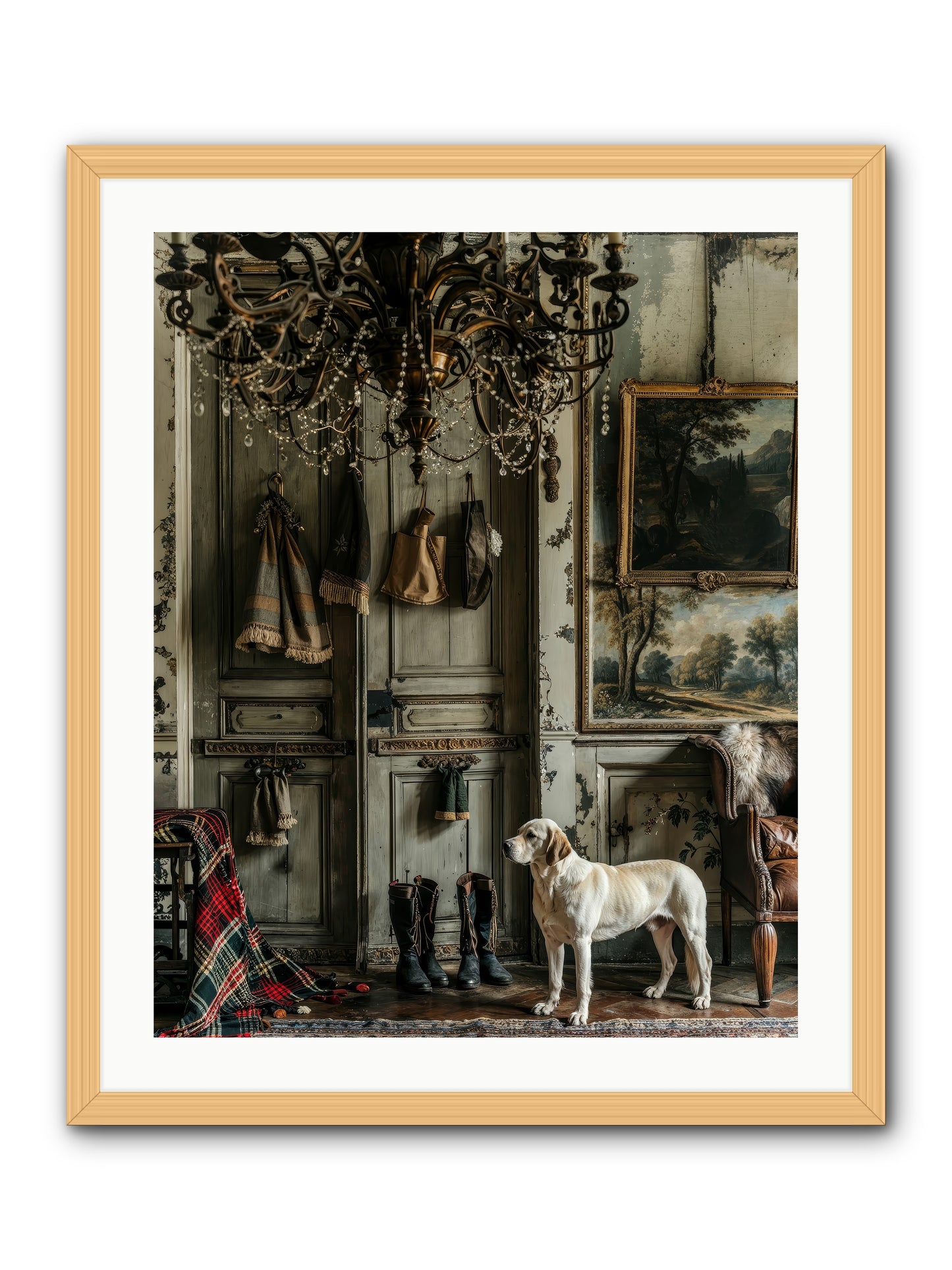 Sir Whiskers Von Snuggle -- Framed Print - Natural 24x30