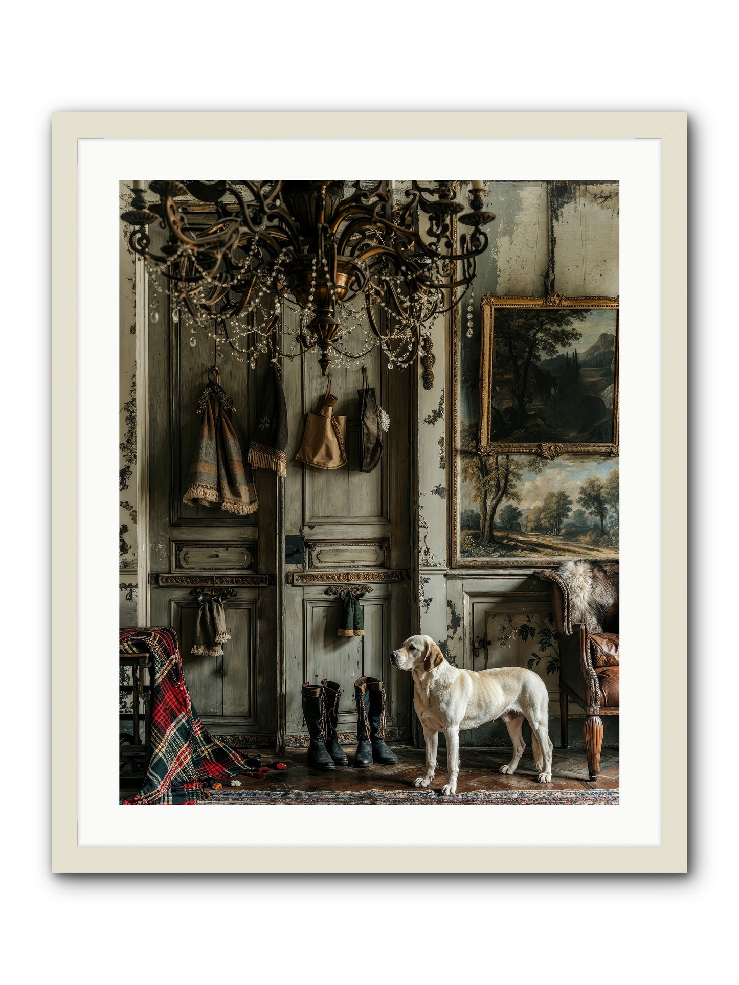 Sir Whiskers Von Snuggle -- Framed Print - White 24x30