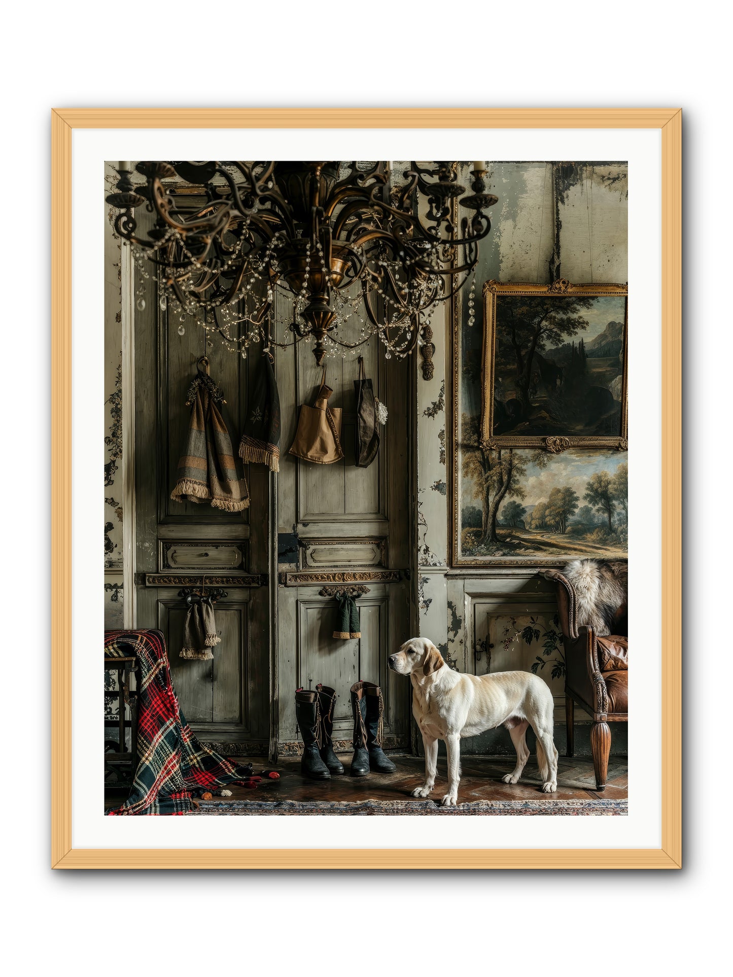 Sir Whiskers Von Snuggle -- Framed Print - Natural 32x40