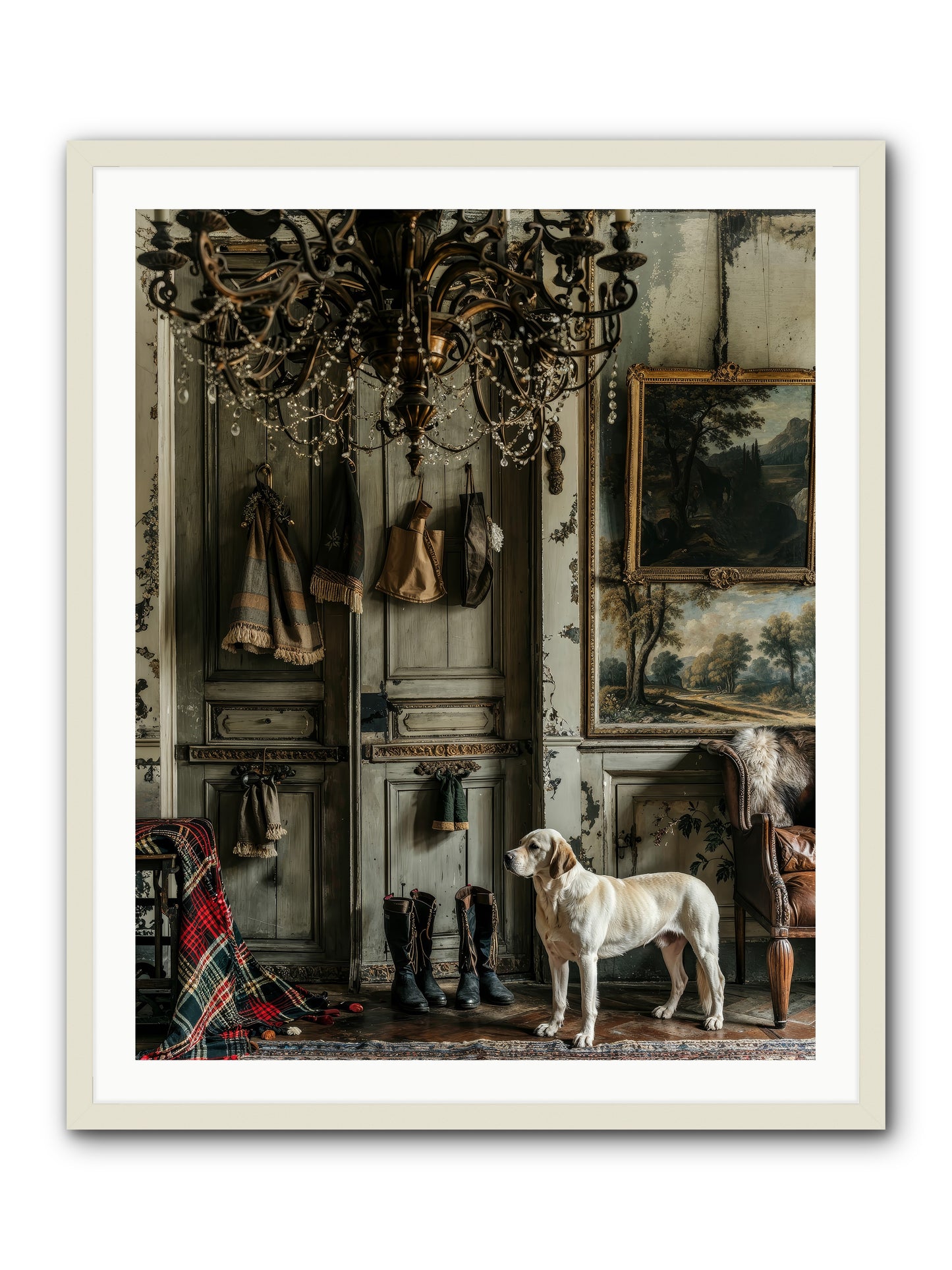 Sir Whiskers Von Snuggle -- Framed Print - White 32x40