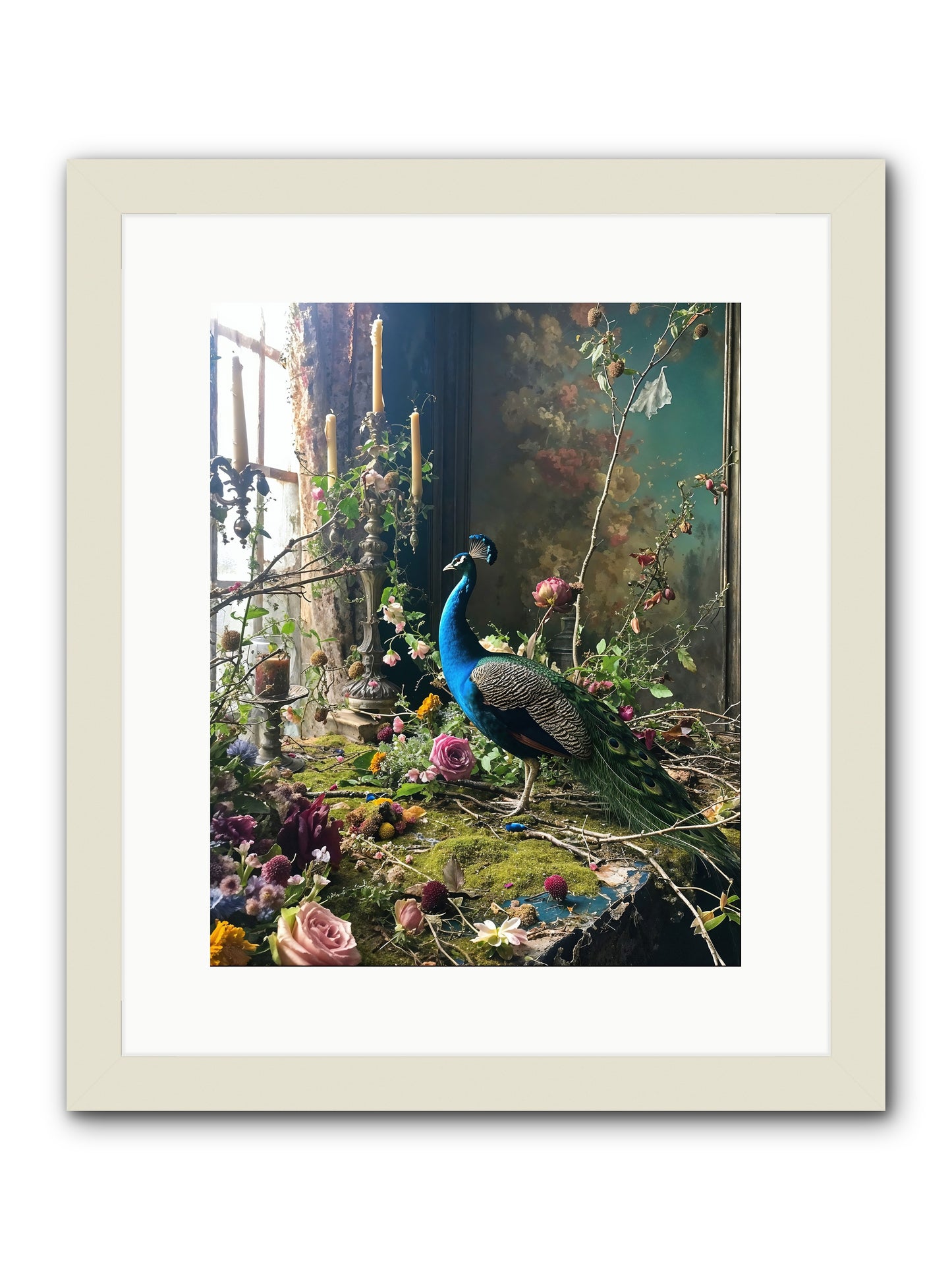 Siren Of The Gardens -- Framed Print - White 12x15