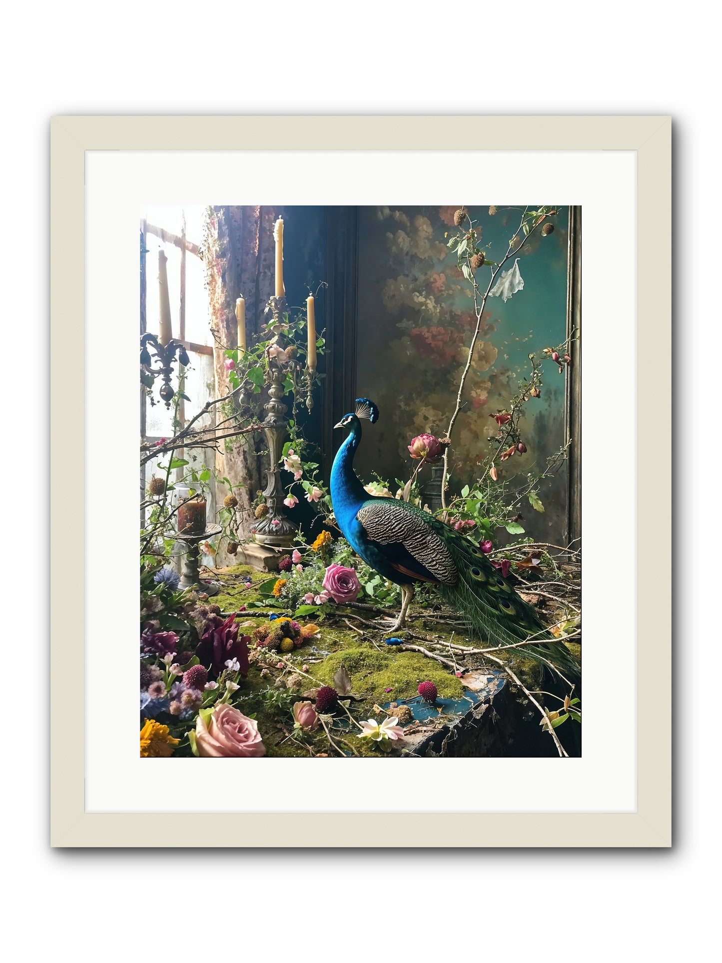 Siren Of The Gardens -- Framed Print - White 16x20