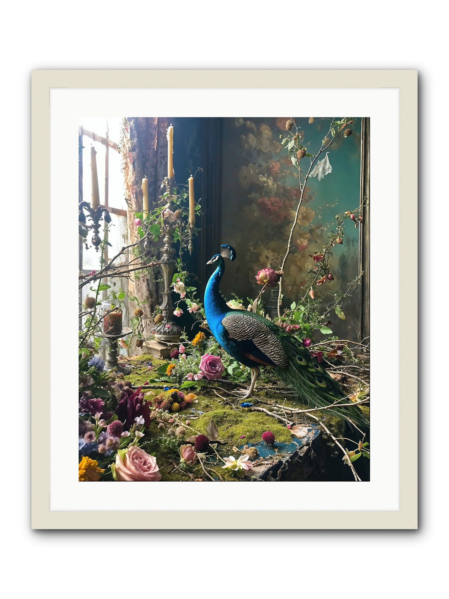Siren Of The Gardens -- Framed Print - White 20x25