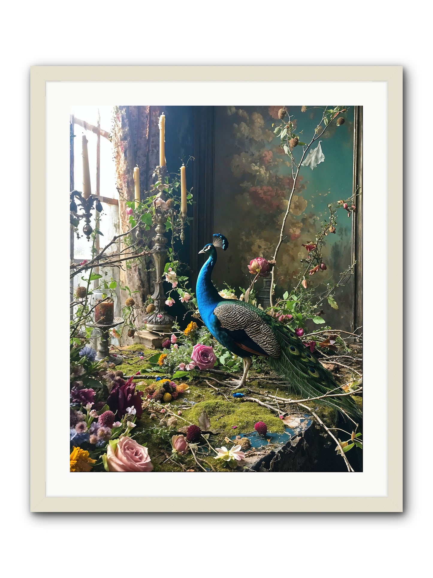 Siren Of The Gardens -- Framed Print - White 24x30